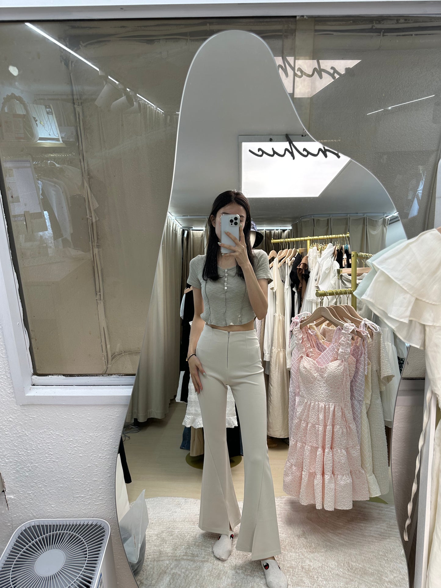 Chiffon Slit Flare Pants