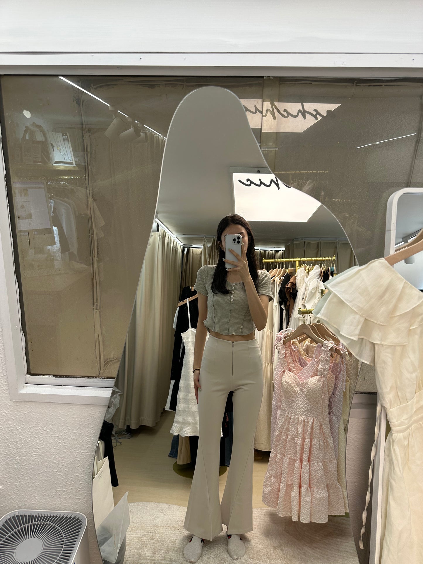 Chiffon Slit Flare Pants