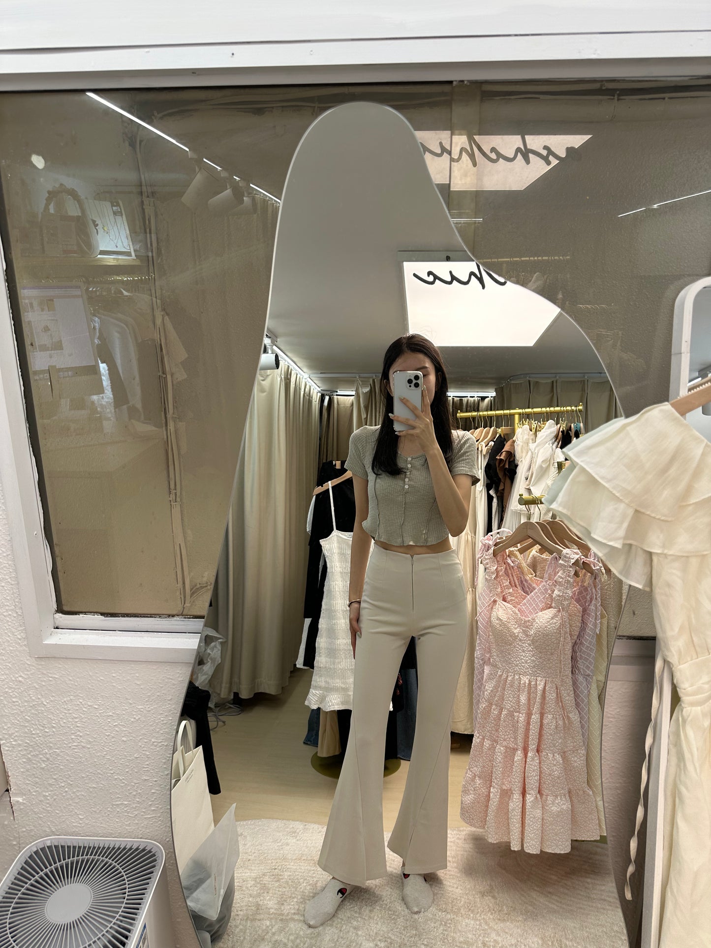 Chiffon Slit Flare Pants