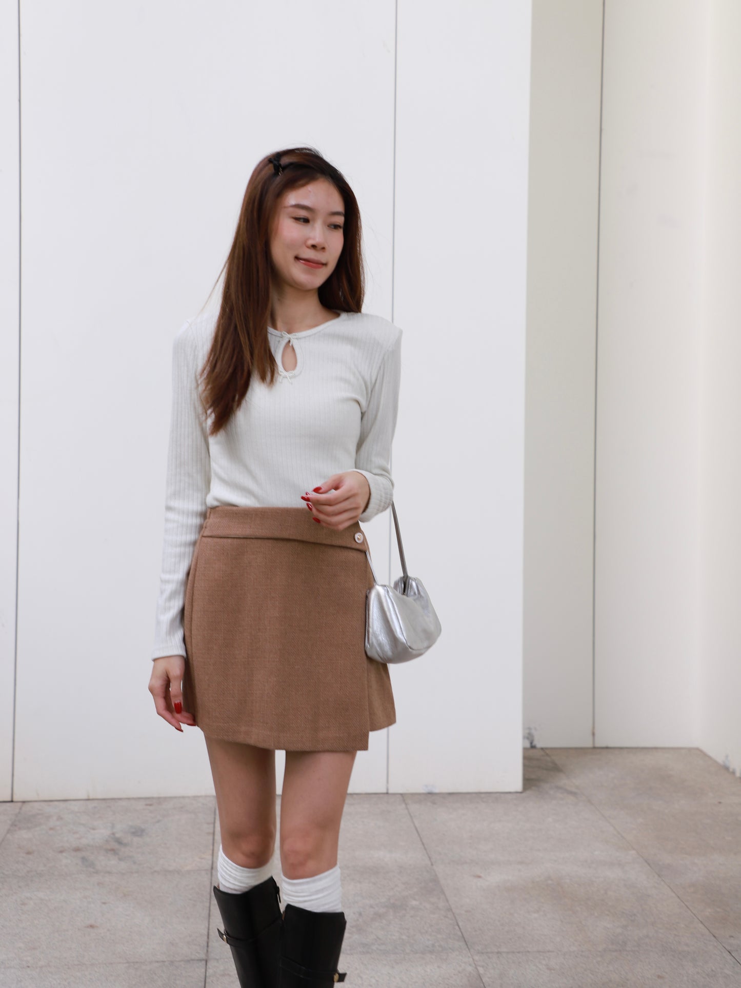 Doubled Button Wrap Skirt