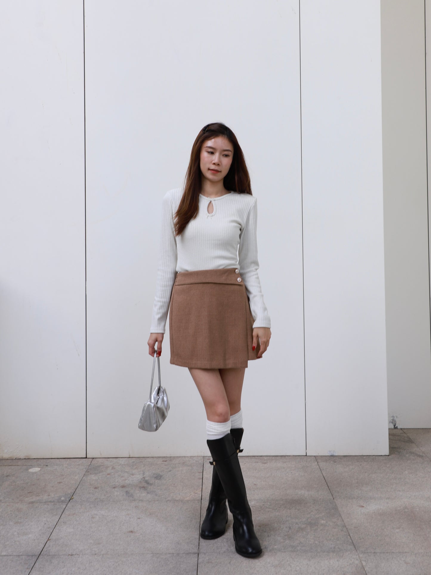 Doubled Button Wrap Skirt