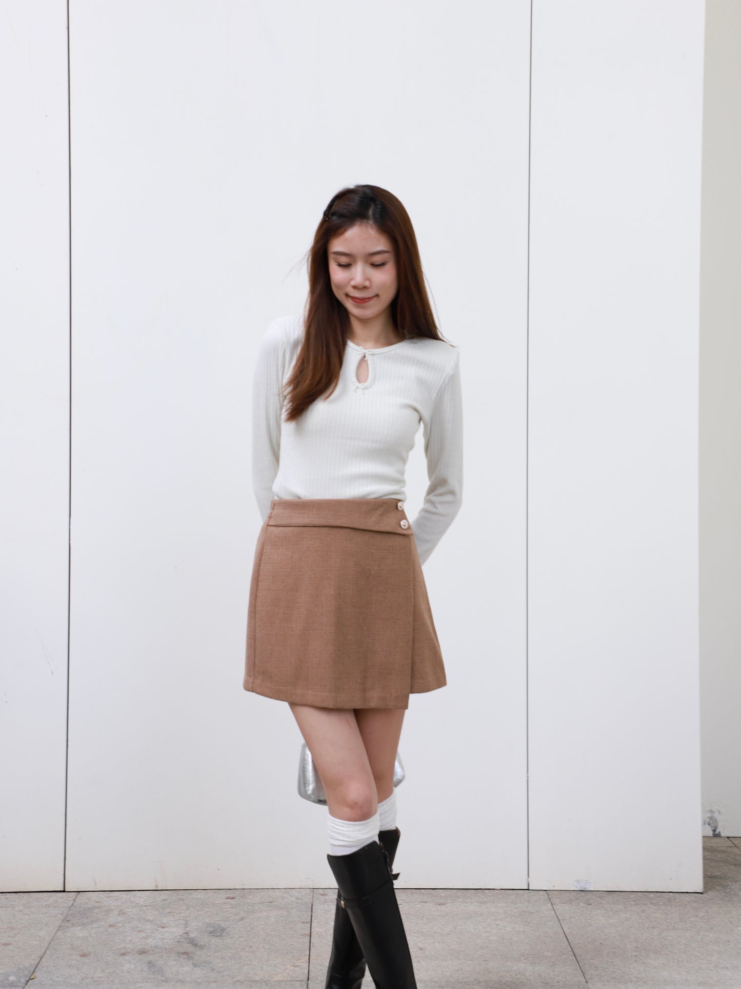 Doubled Button Wrap Skirt