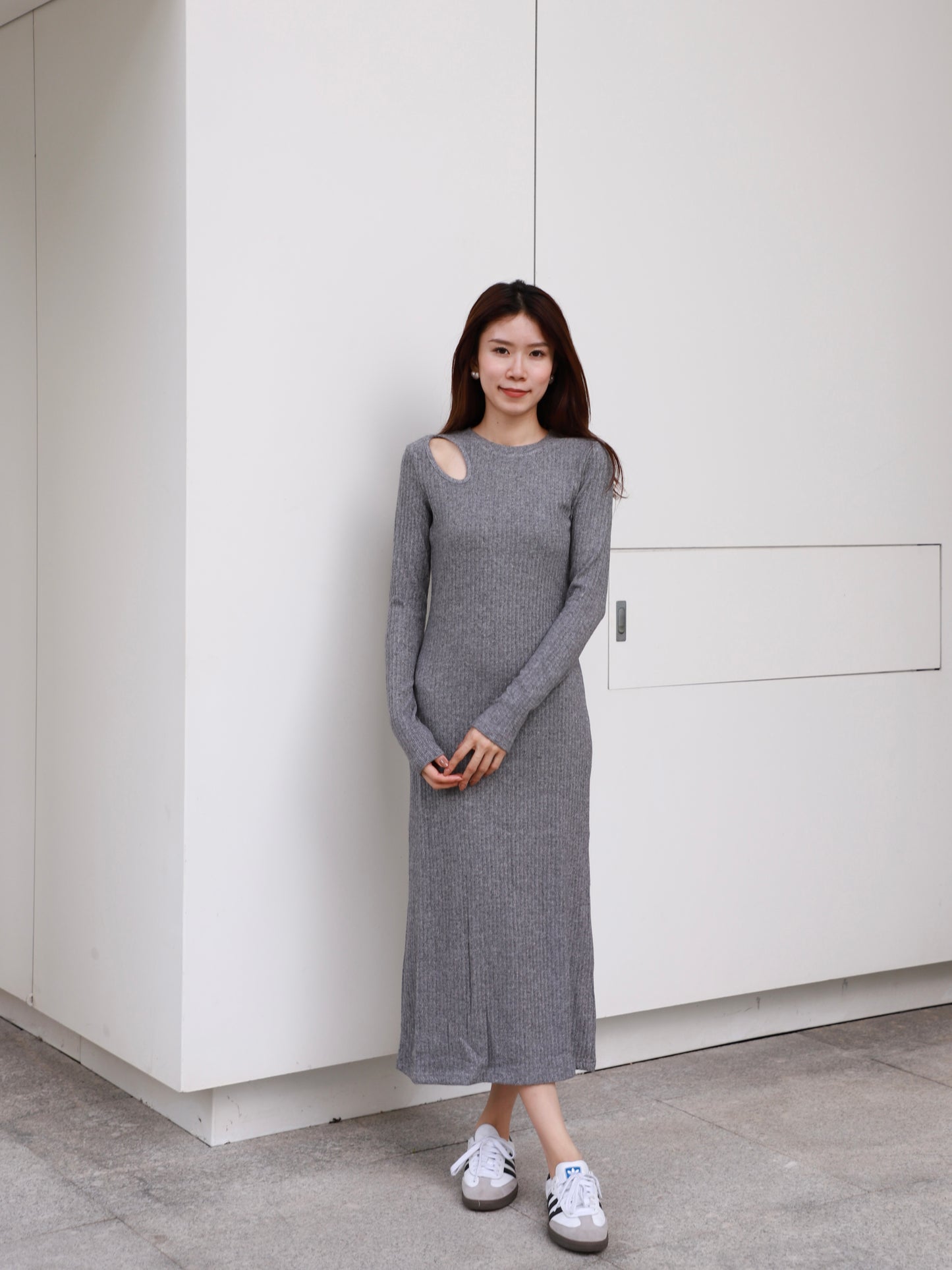 Hole on Shoulder Maxi Dress