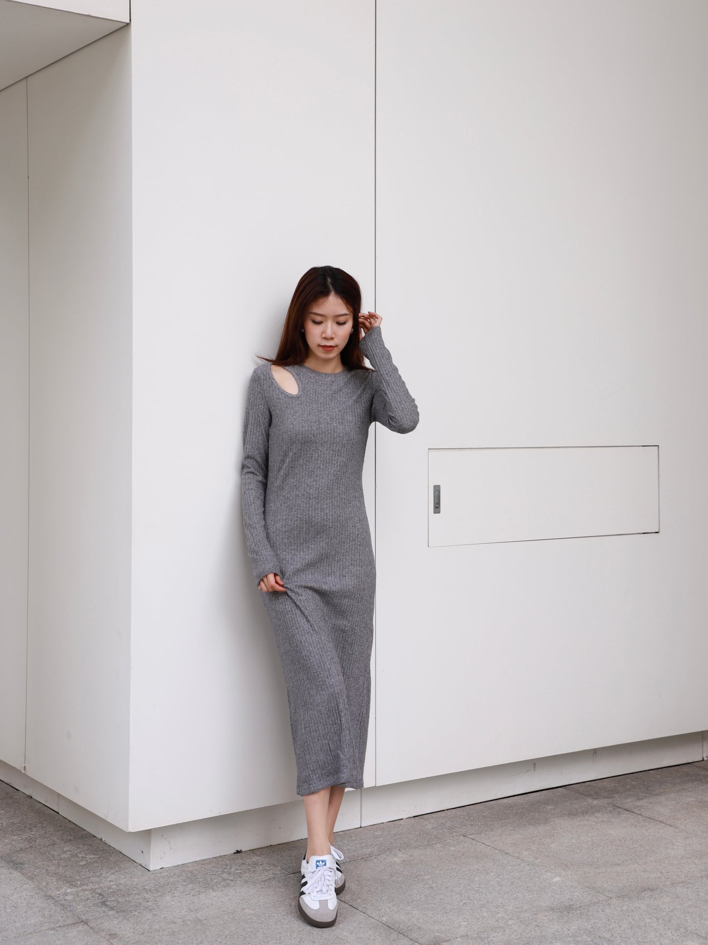 Hole on Shoulder Maxi Dress