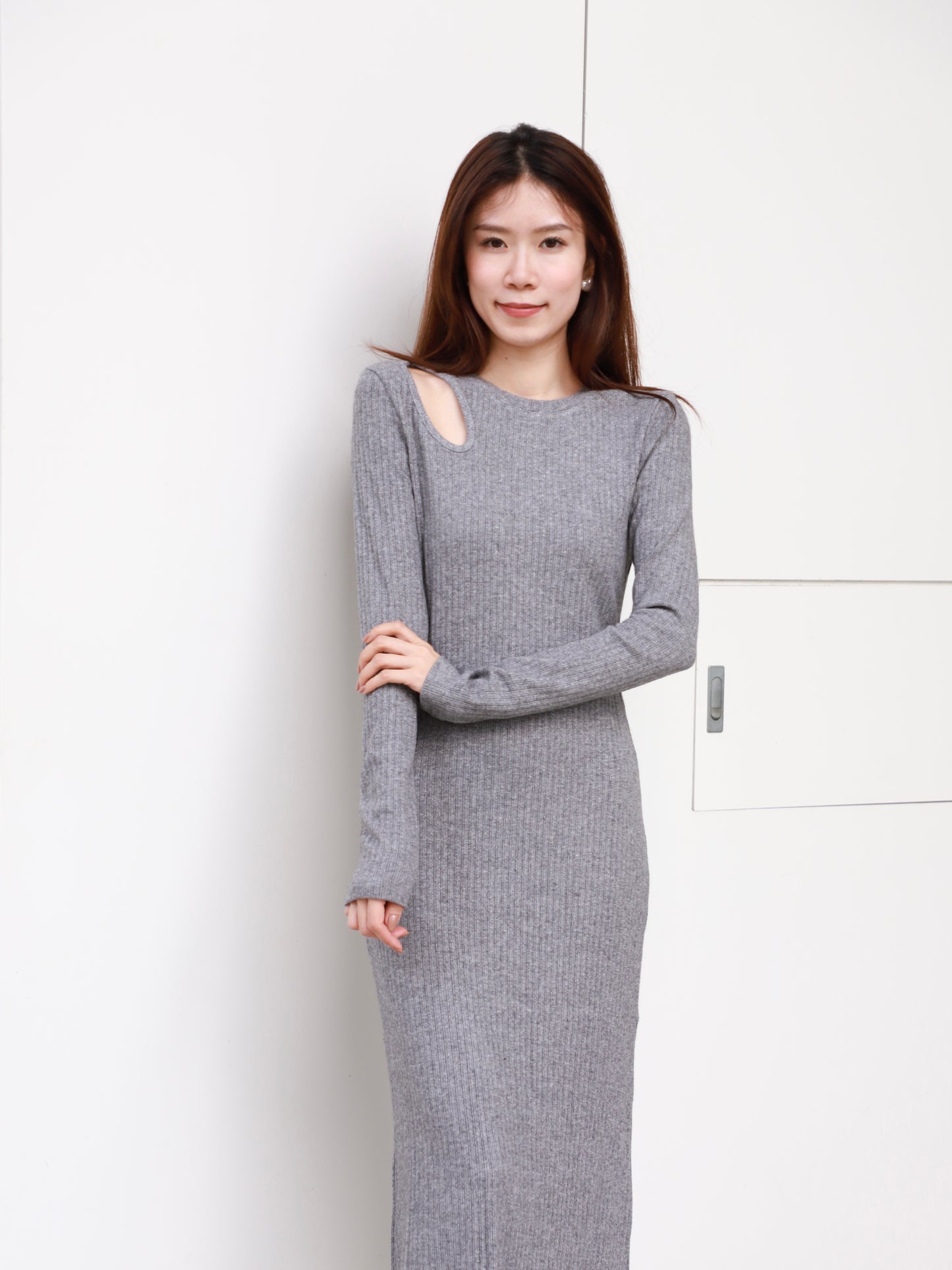 Hole on Shoulder Maxi Dress