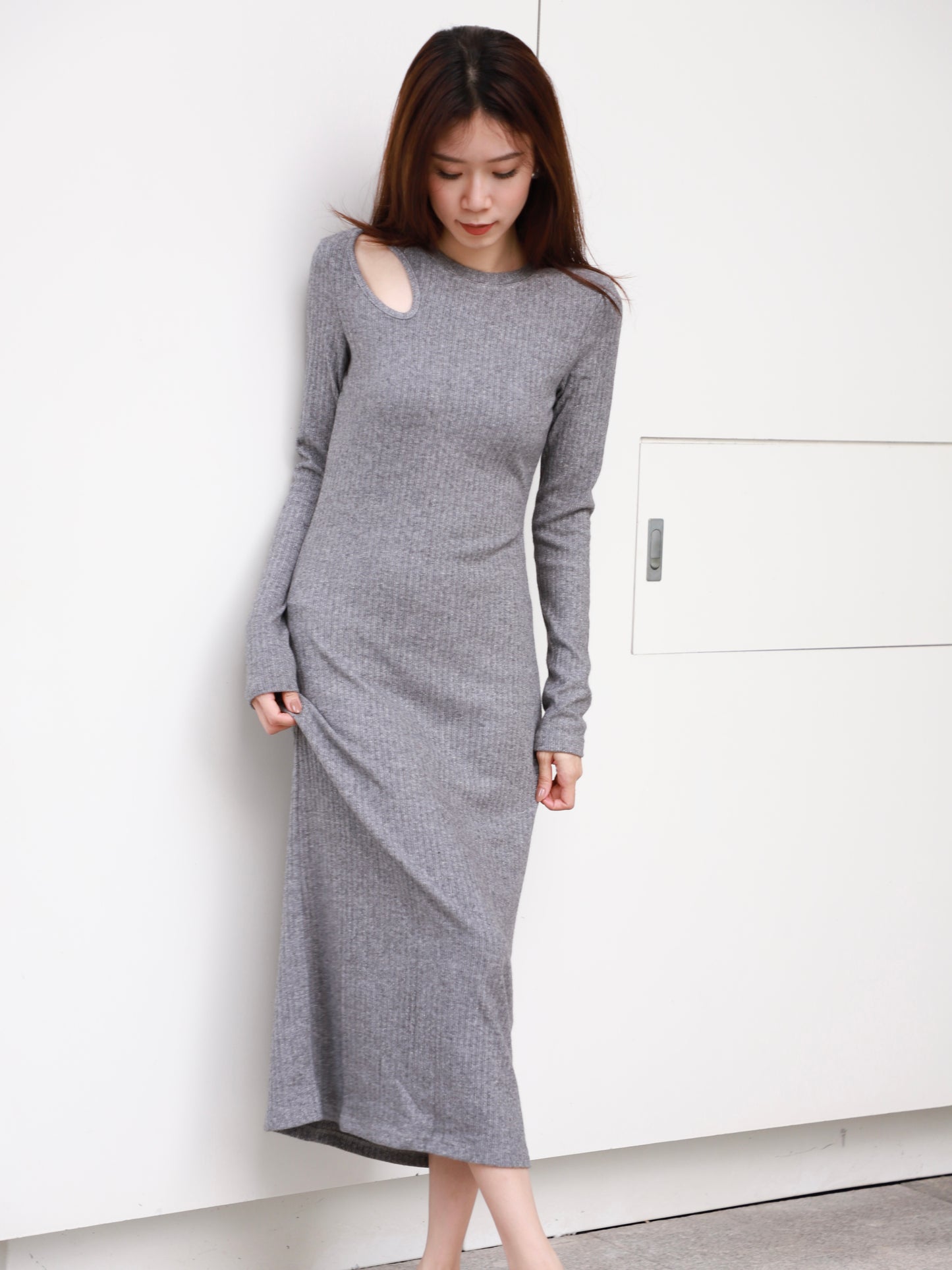 Hole on Shoulder Maxi Dress