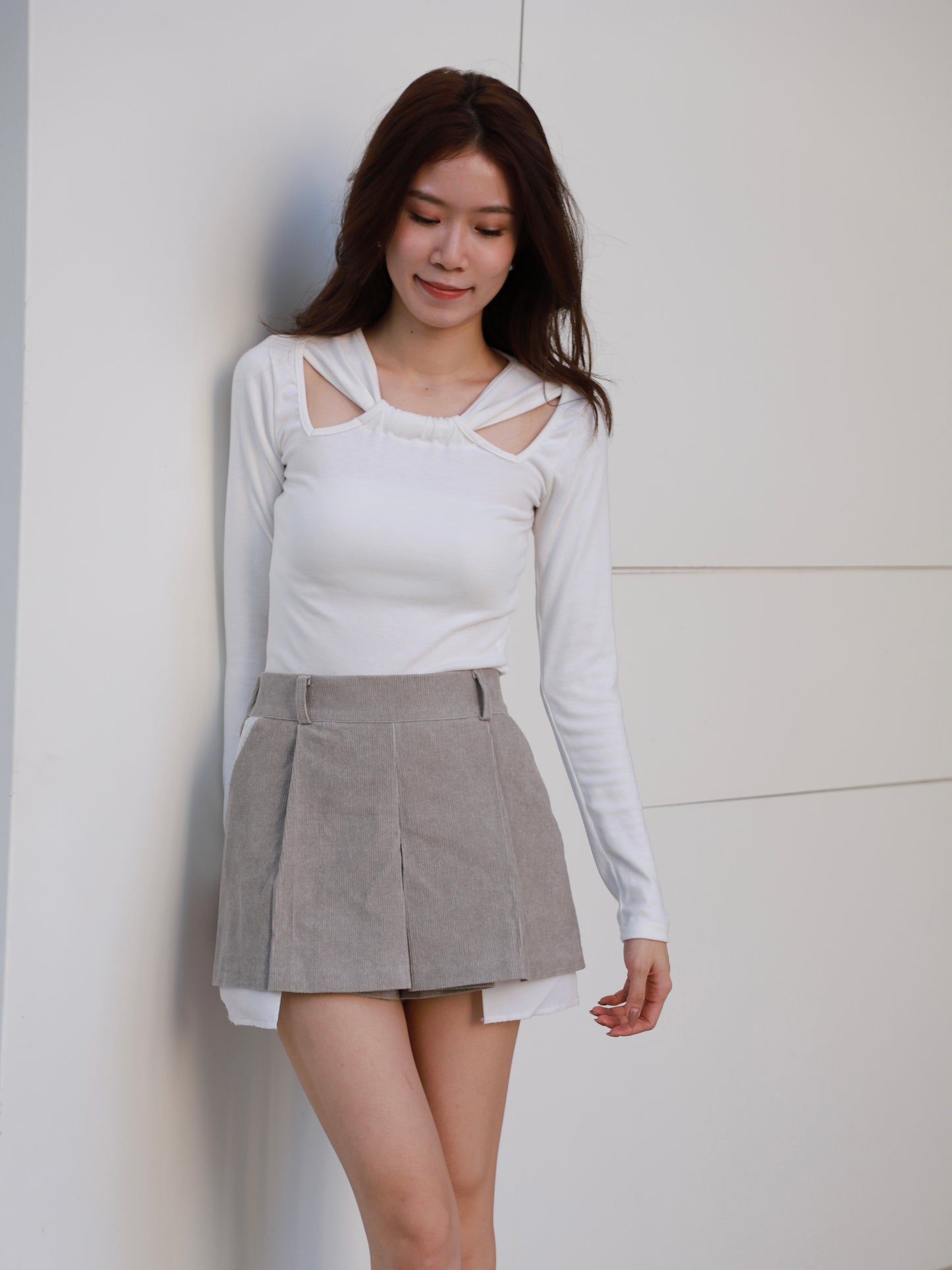 Velvet Slit Skirt Shorts