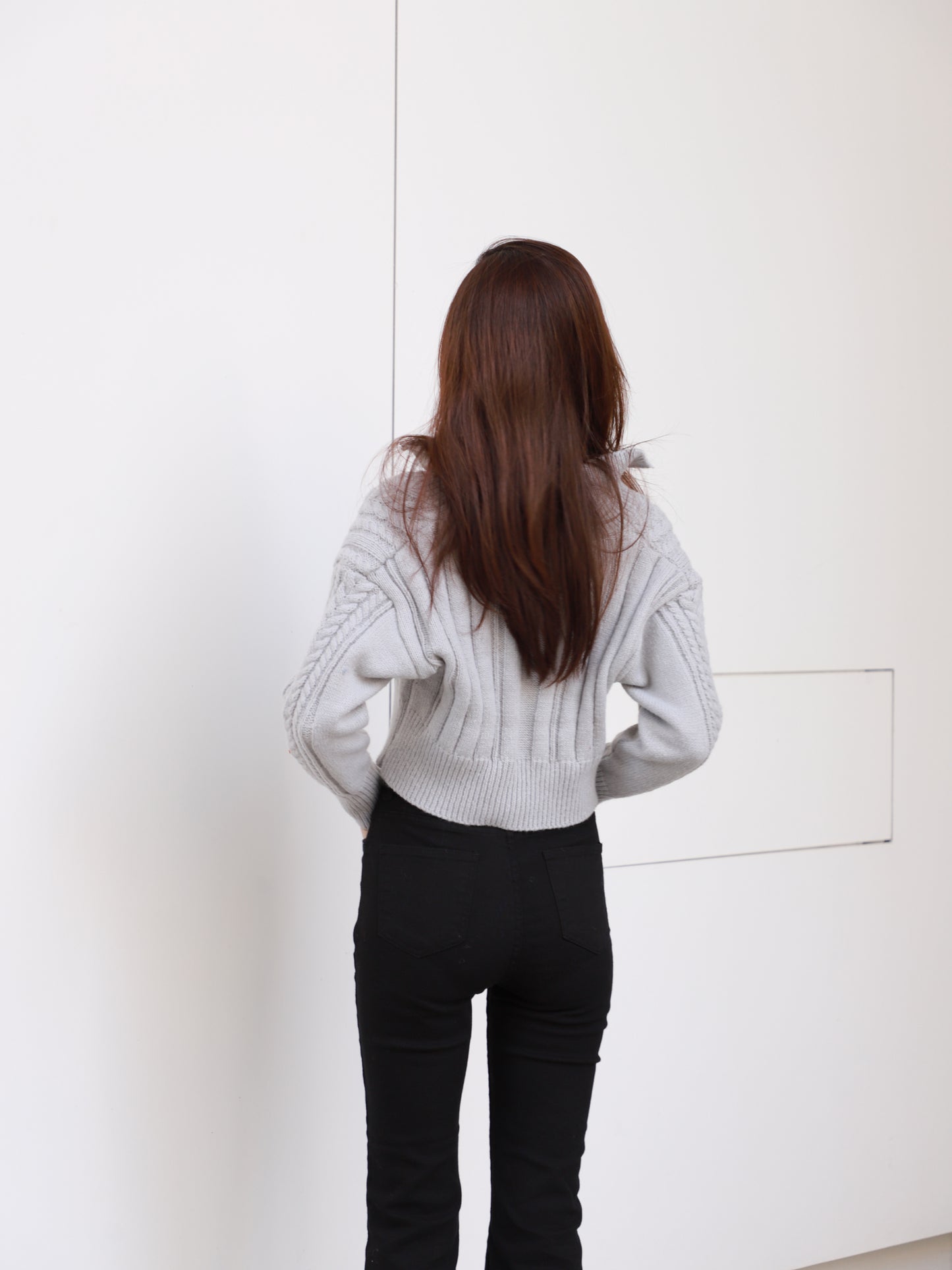 Zip Up Twisted Long Sleeves Sweater