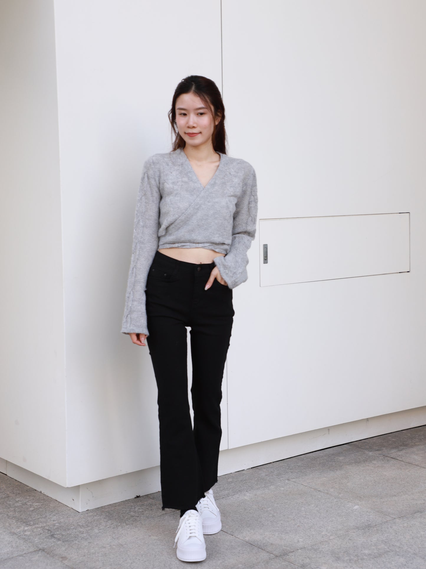 Cross Waist Long Sleeves Sweater