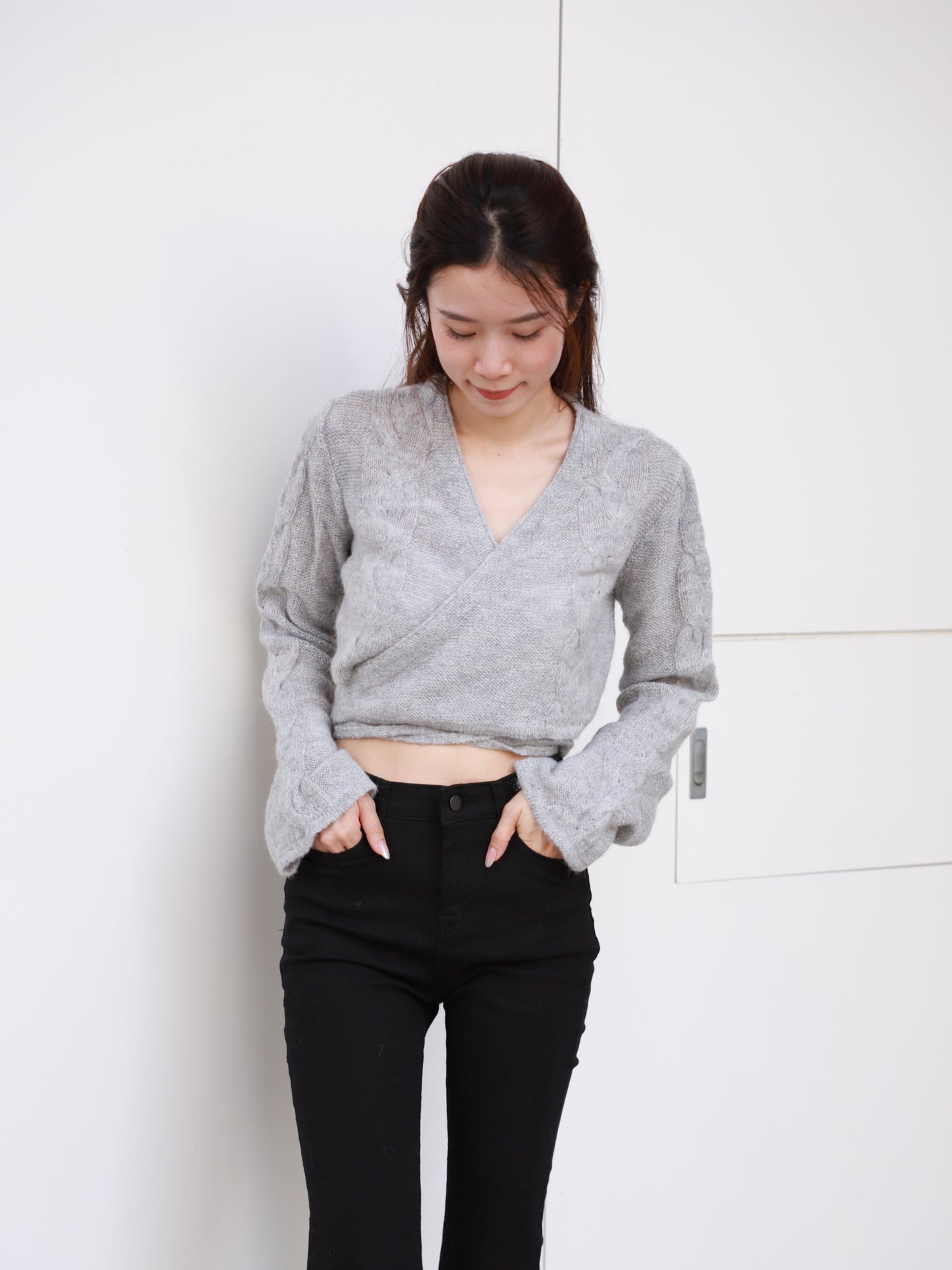 Cross Waist Long Sleeves Sweater