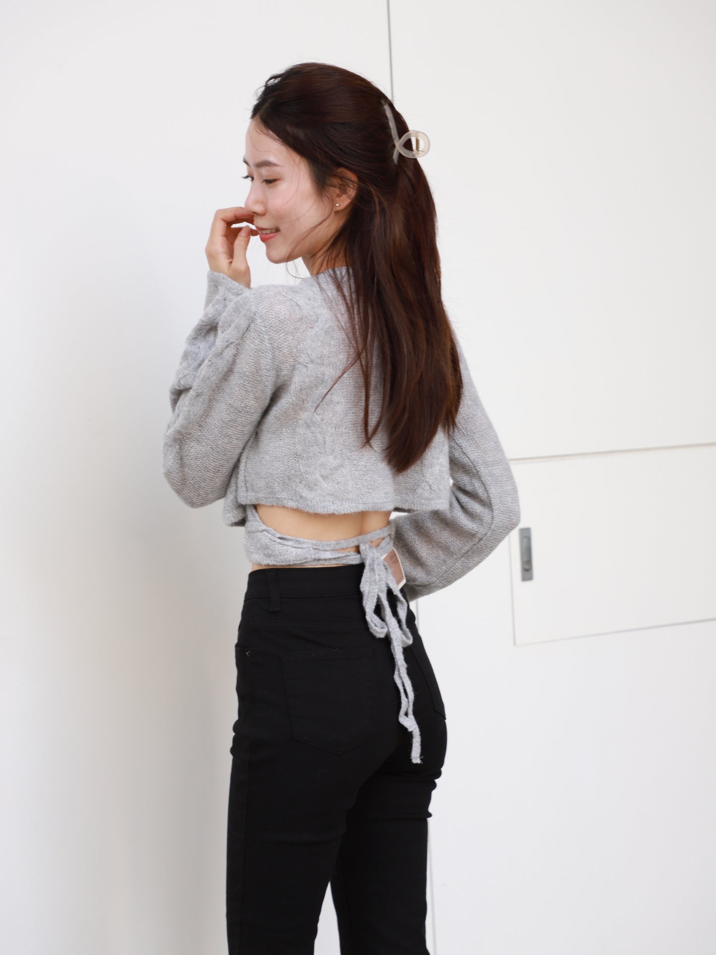 Cross Waist Long Sleeves Sweater