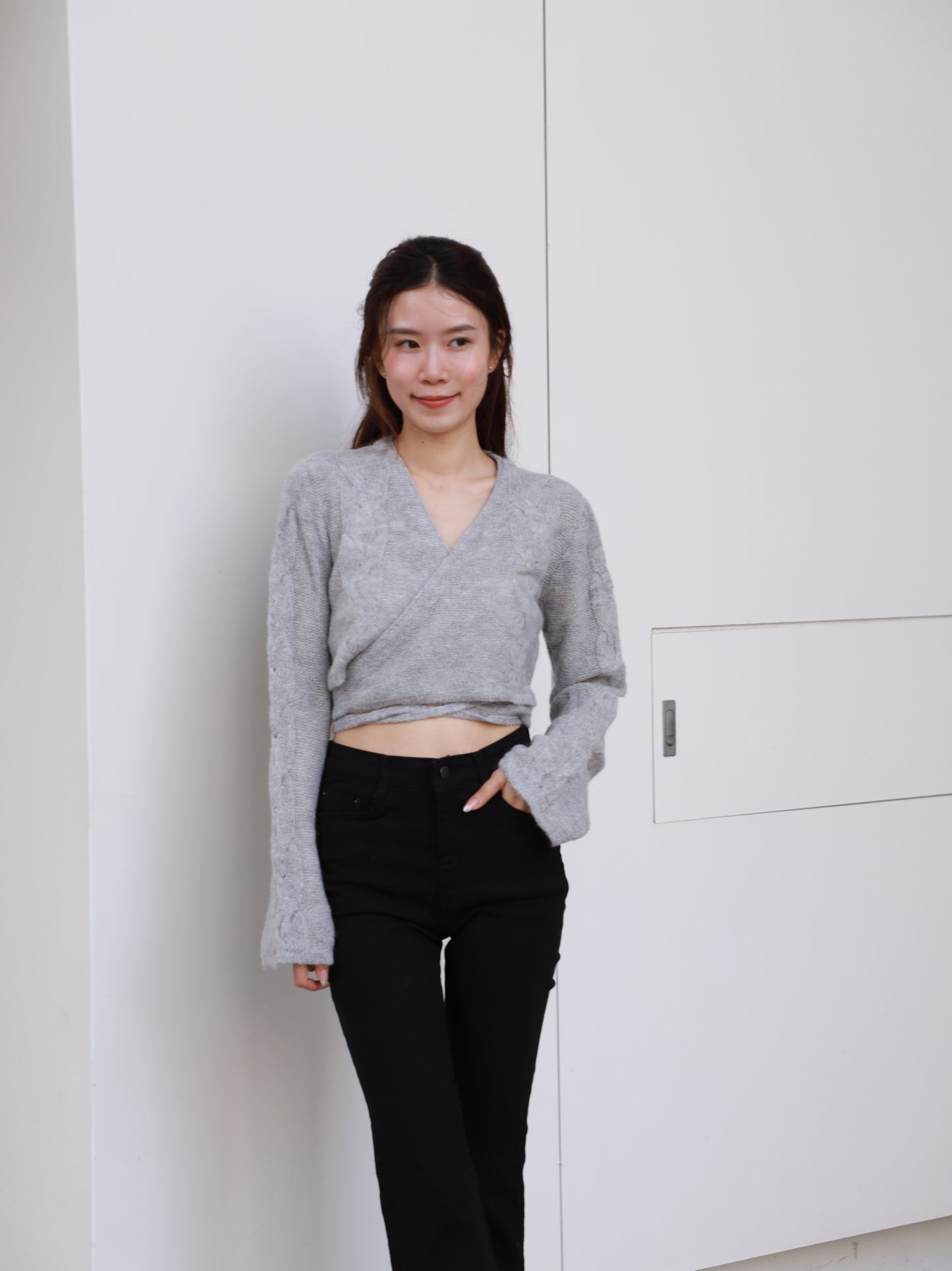 Cross Waist Long Sleeves Sweater