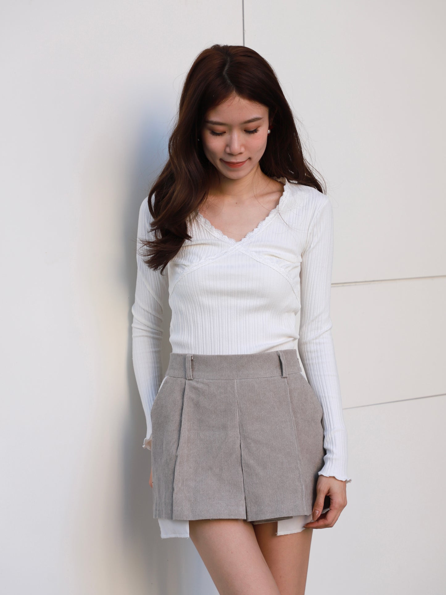 Velvet Slit Skirt Shorts