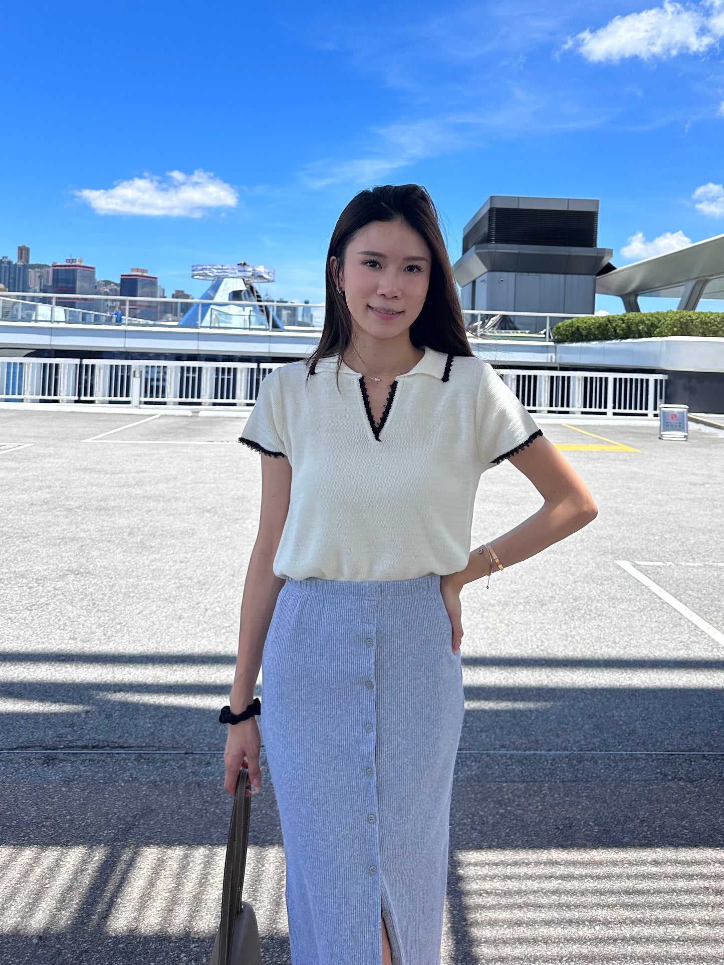 Outlined Knitted T Top