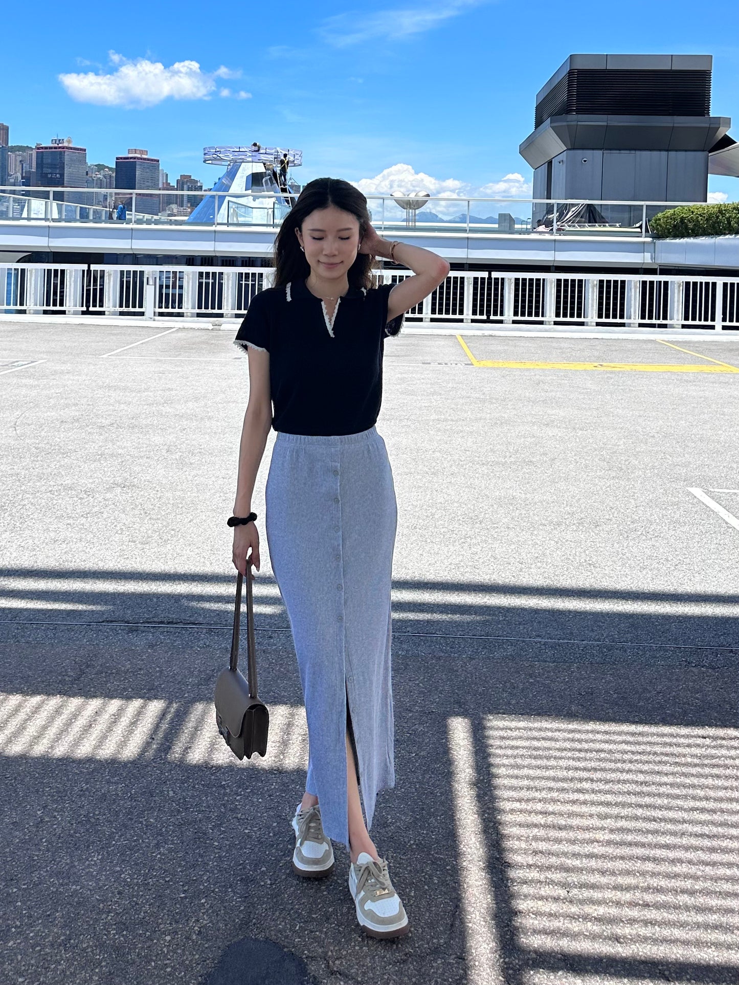 Outlined Knitted T Top
