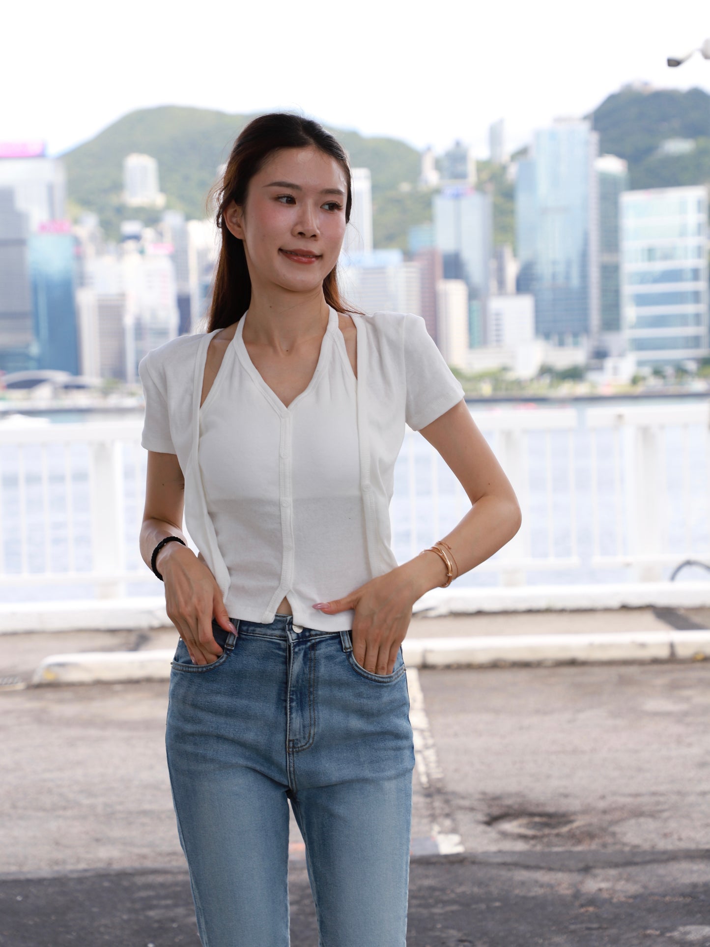 Cross Neck Cotton T Top