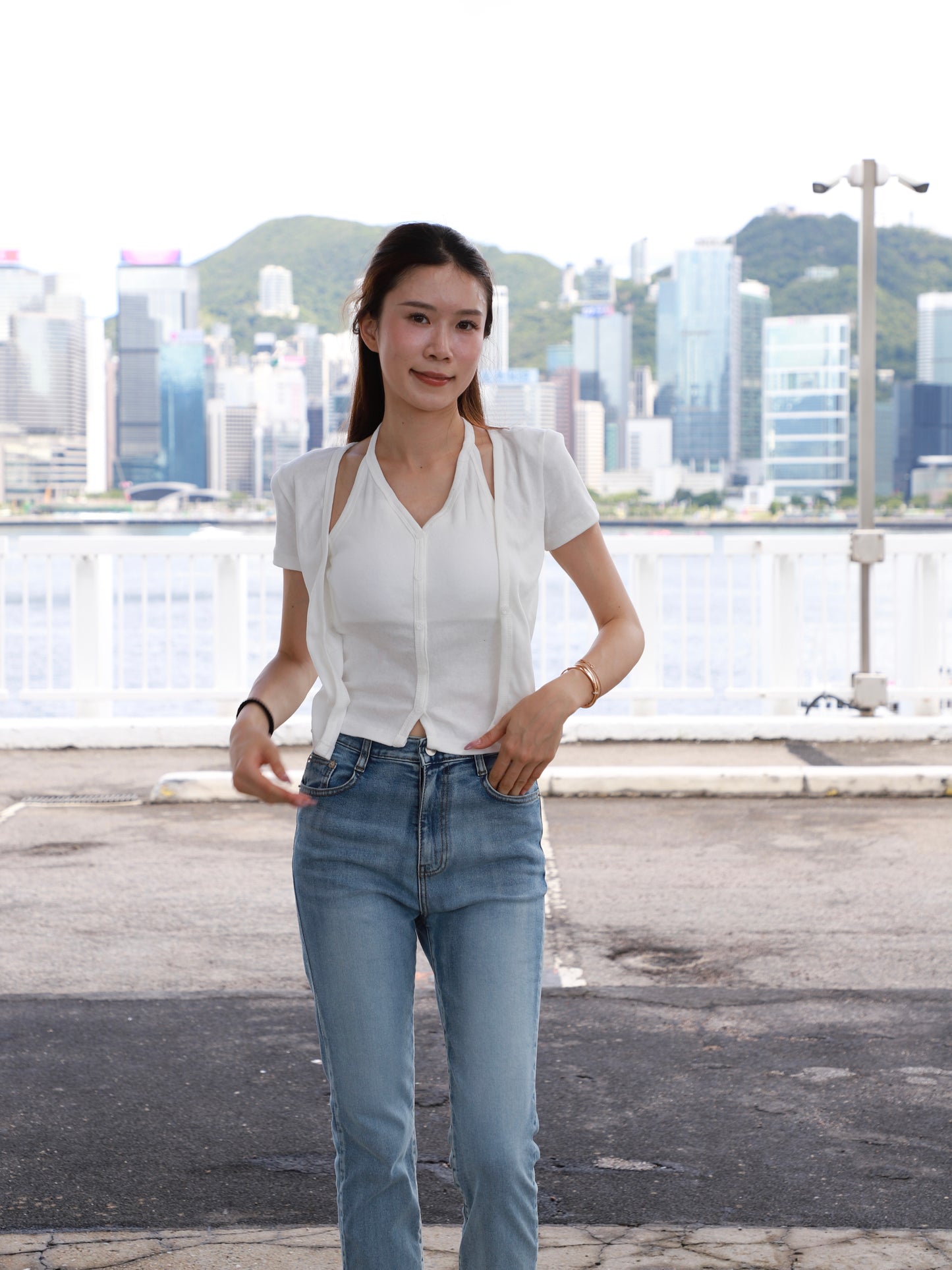 Cross Neck Cotton T Top