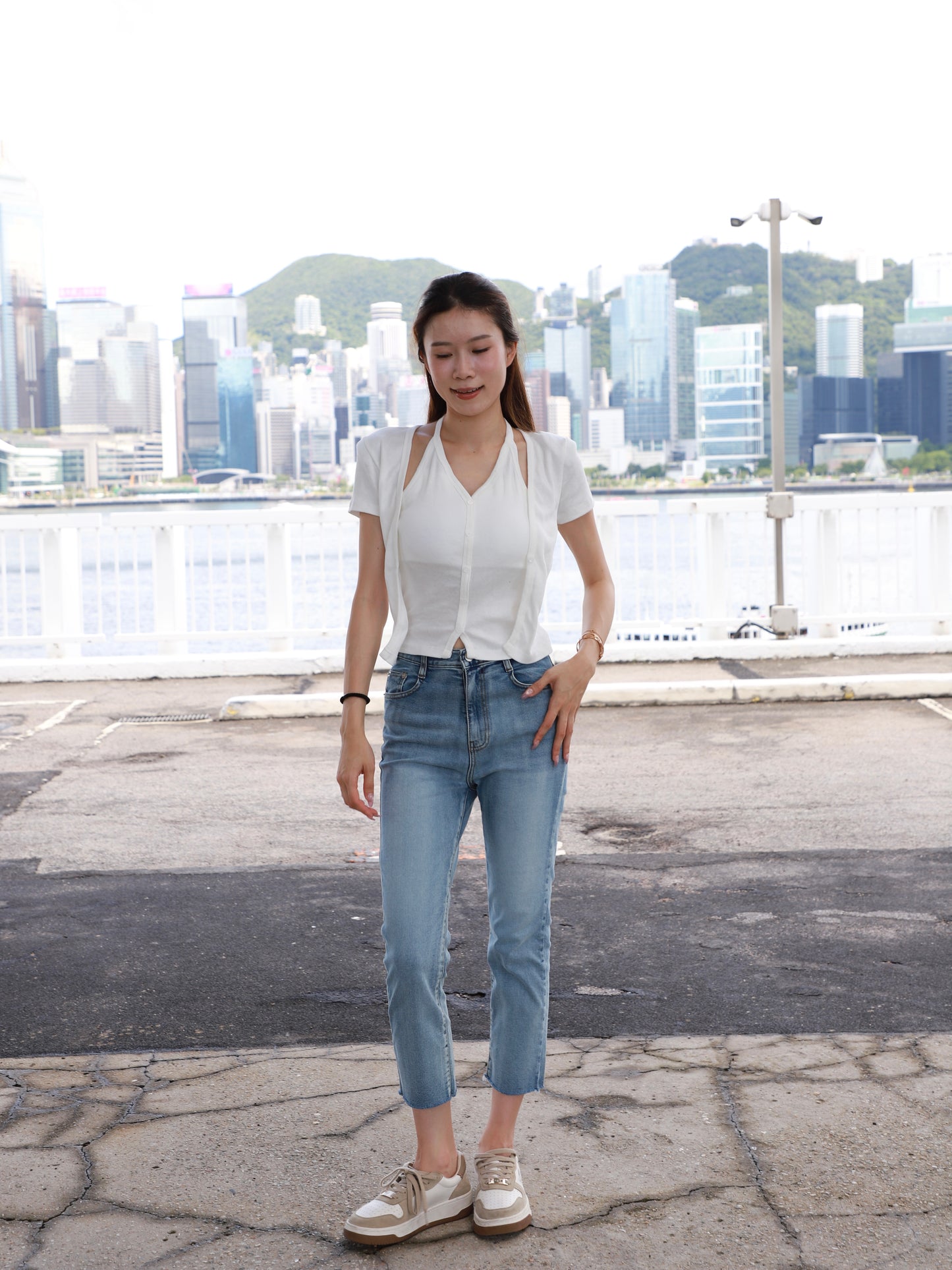 Cross Neck Cotton T Top