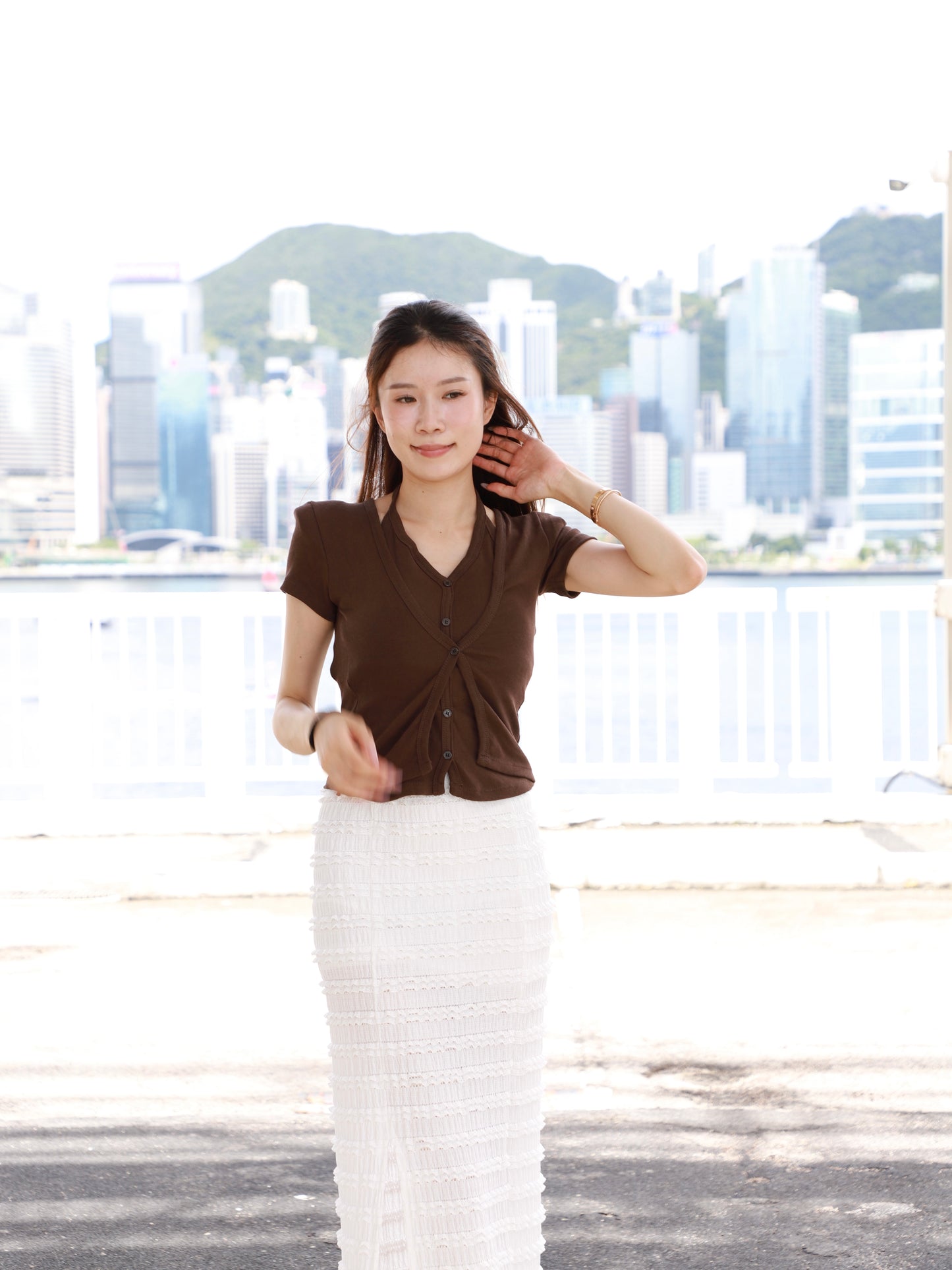 Cross Neck Cotton T Top