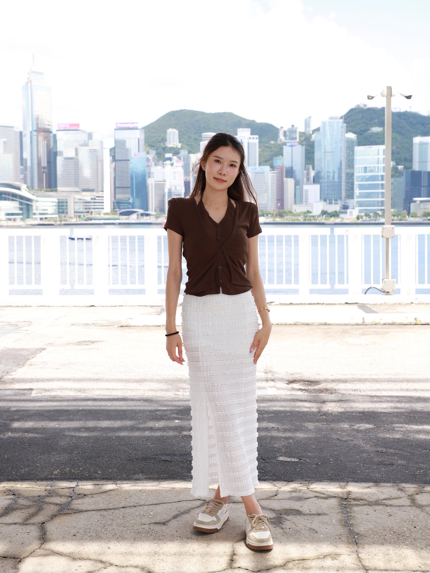 Cross Neck Cotton T Top