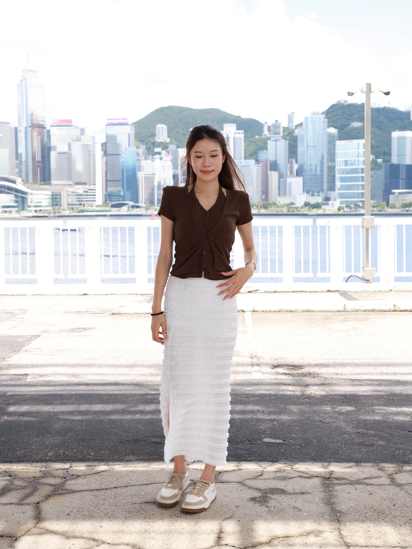 Cross Neck Cotton T Top