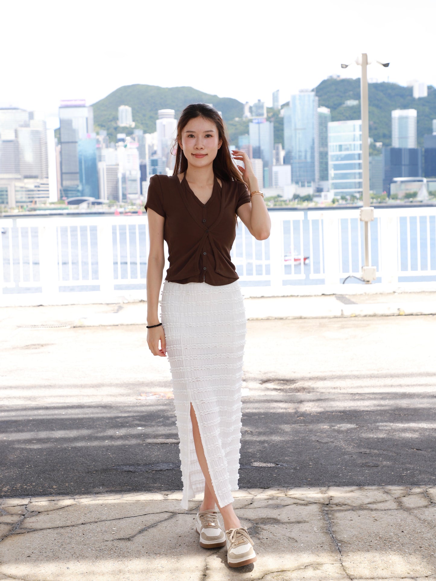 Cross Neck Cotton T Top