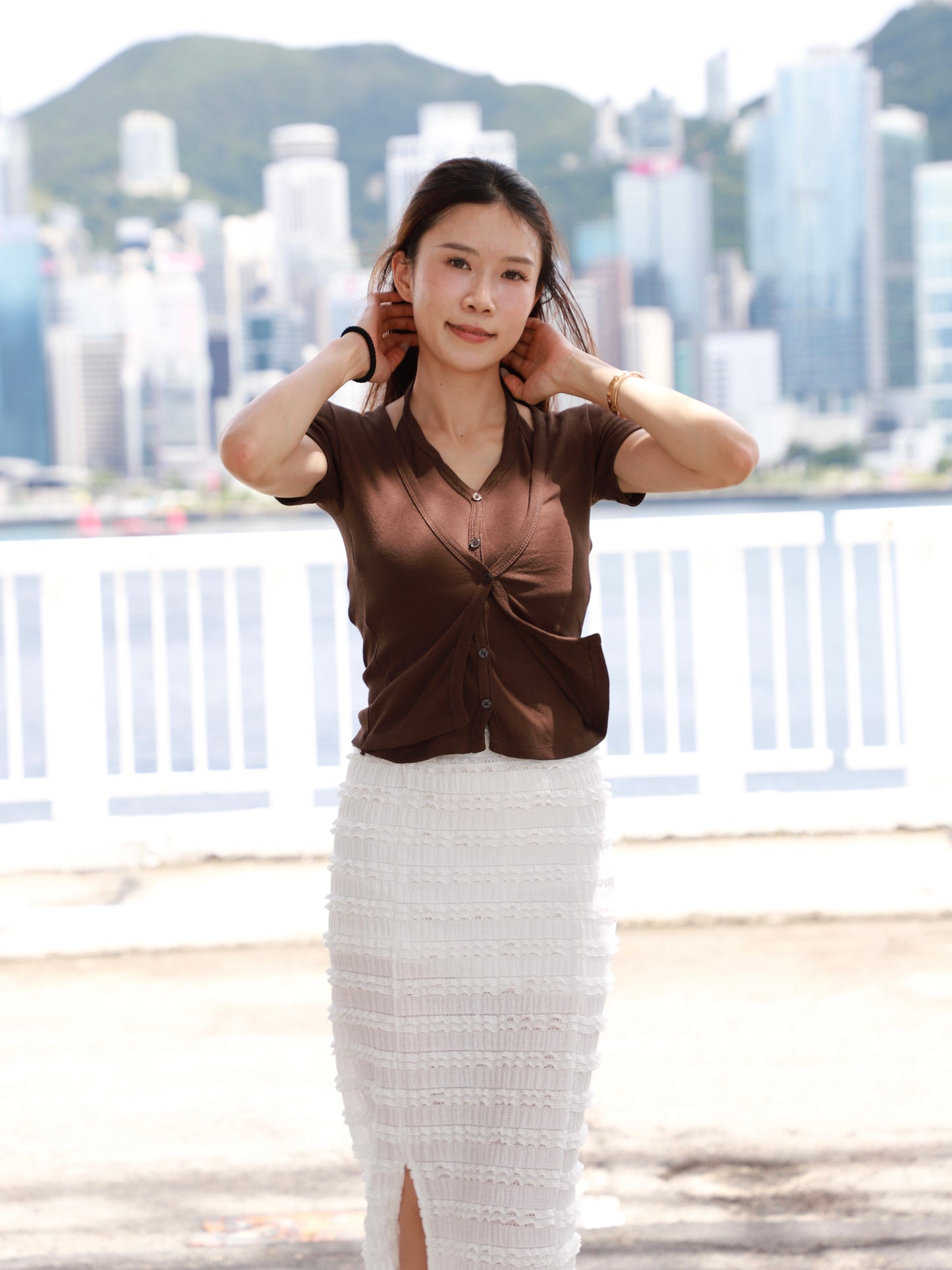 Cross Neck Cotton T Top