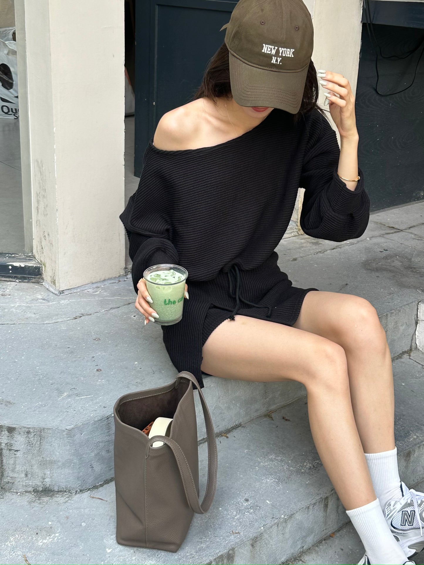 One Side Off Shoulder Top & Skirt Set