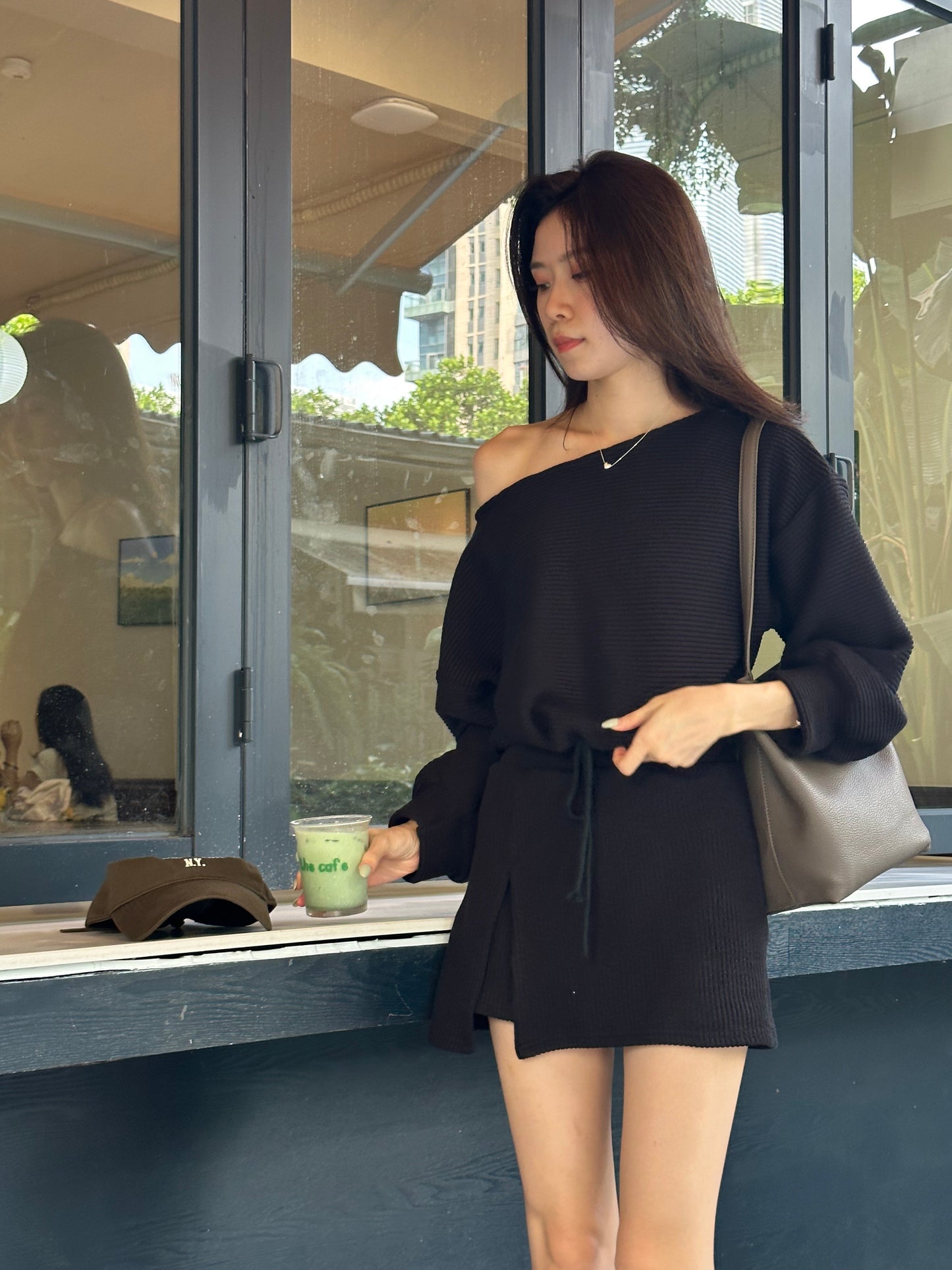 One Side Off Shoulder Top & Skirt Set