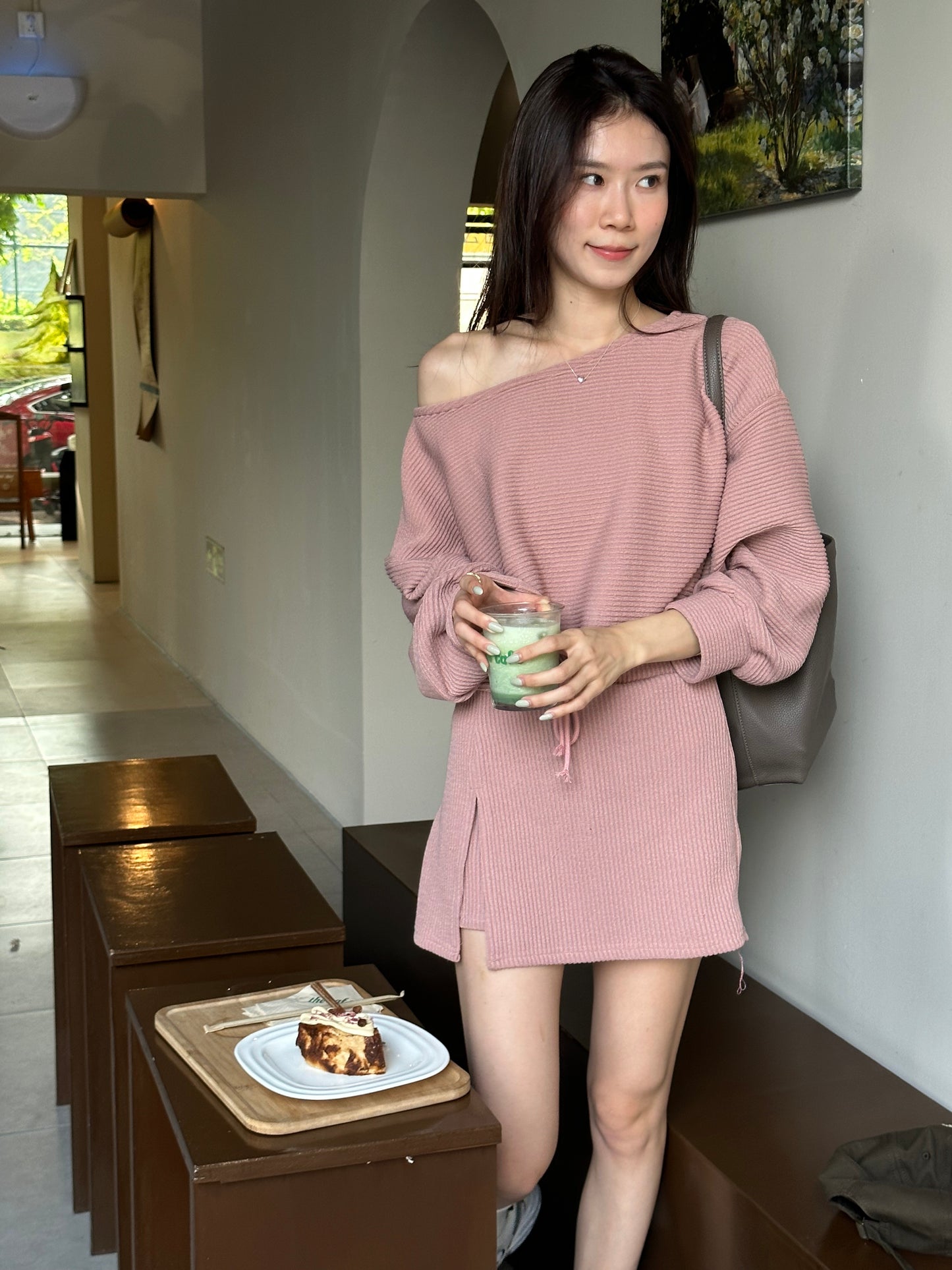 One Side Off Shoulder Top & Skirt Set