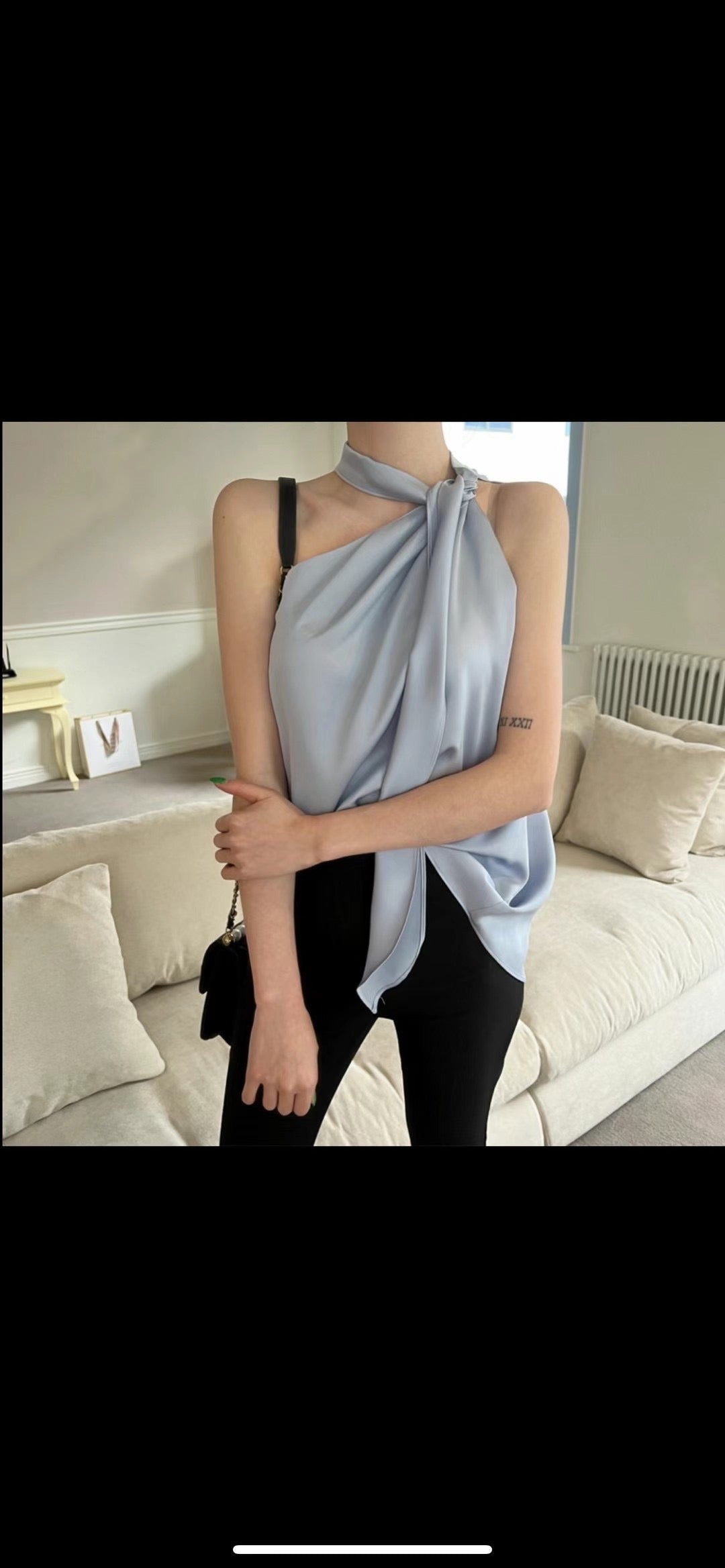 Cross Neck Silk Tank Top
