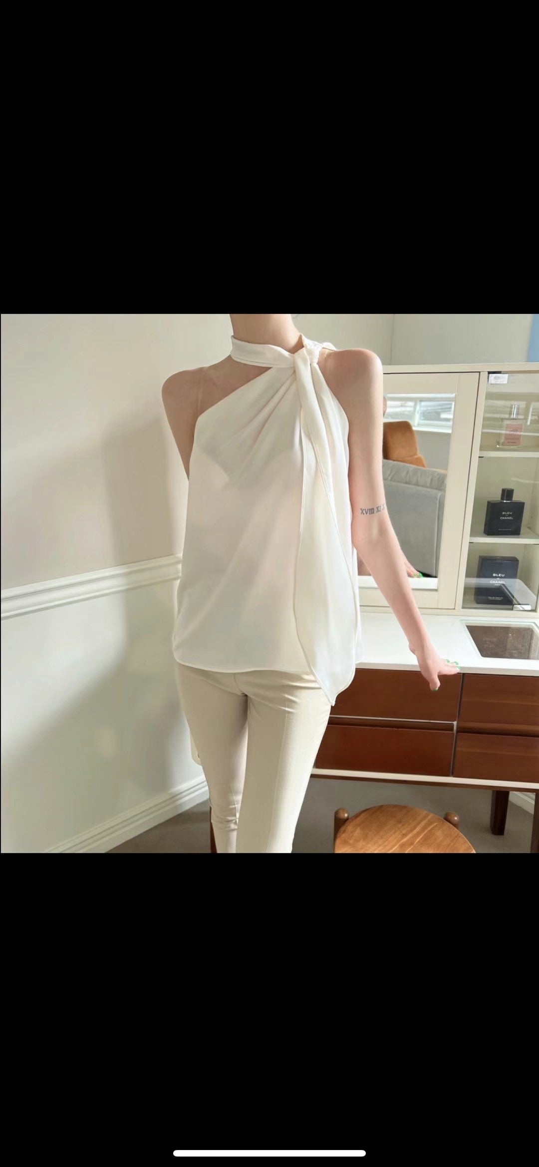 Cross Neck Silk Tank Top