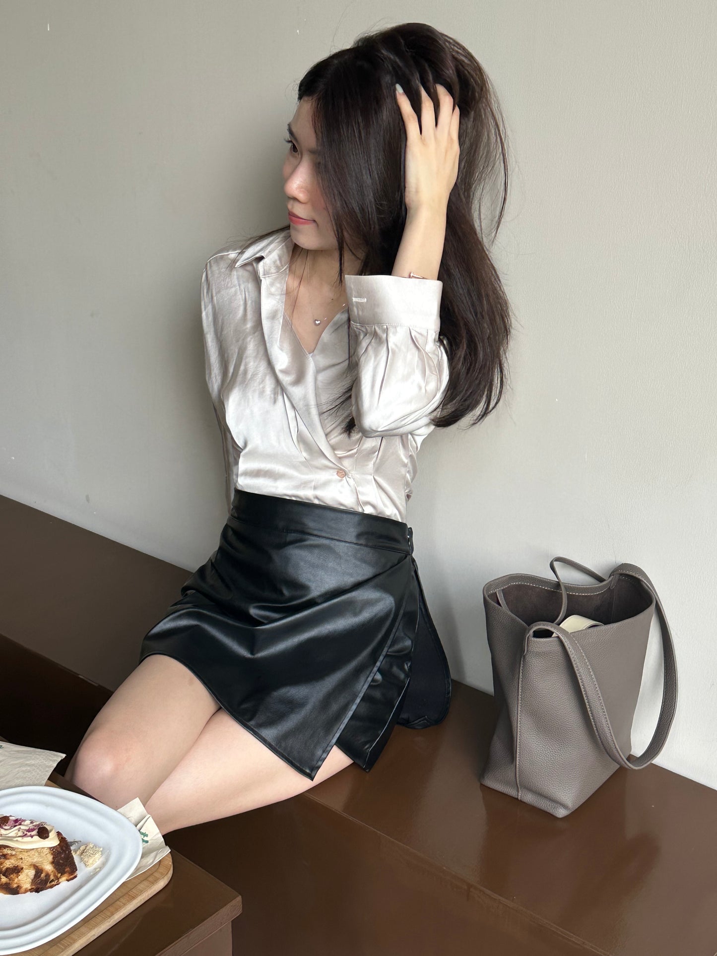 Office Silk V Neck Shirt