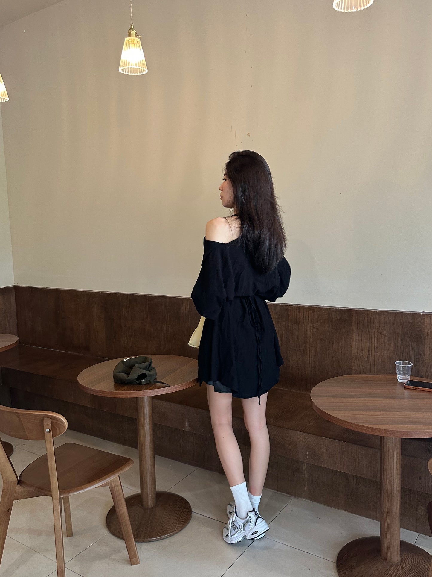 Collar Neck & Holes Shirt Mini Dress