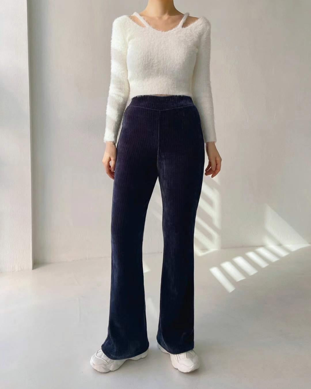 Velvet High Waist Flare Pants