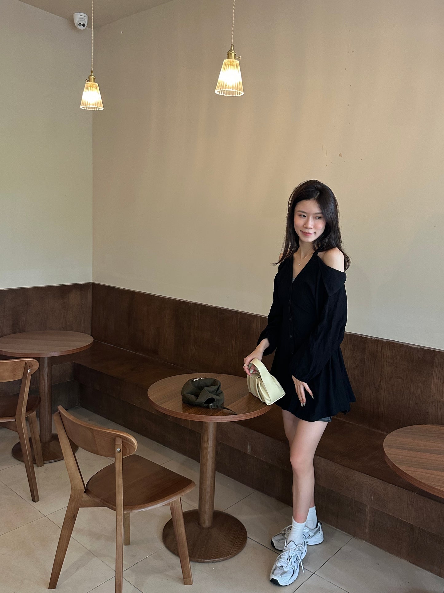Collar Neck & Holes Shirt Mini Dress