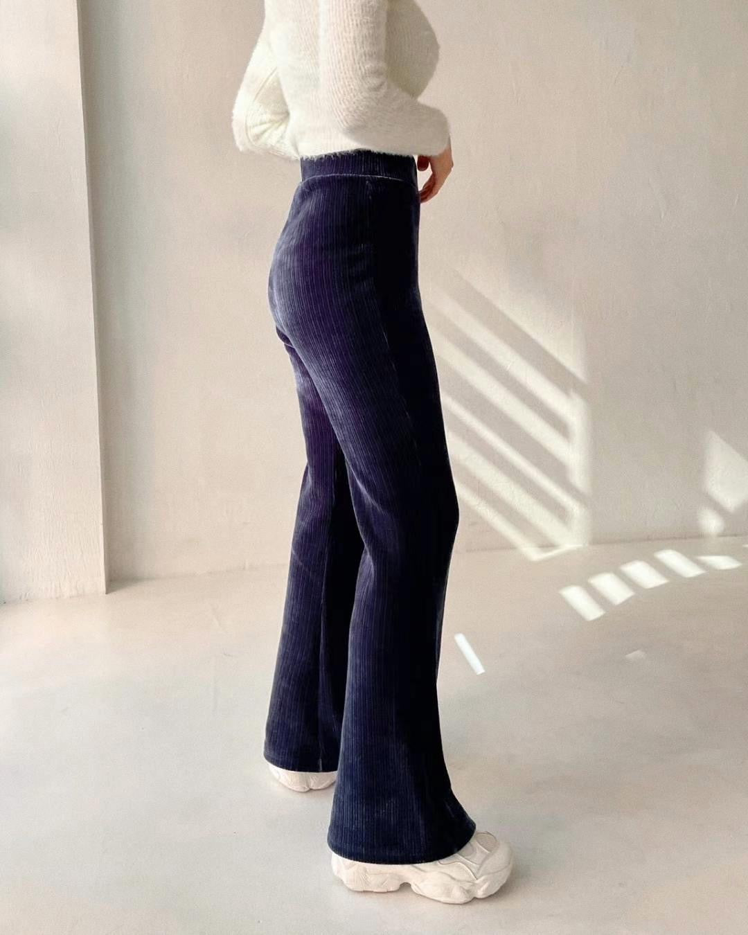 Velvet High Waist Flare Pants
