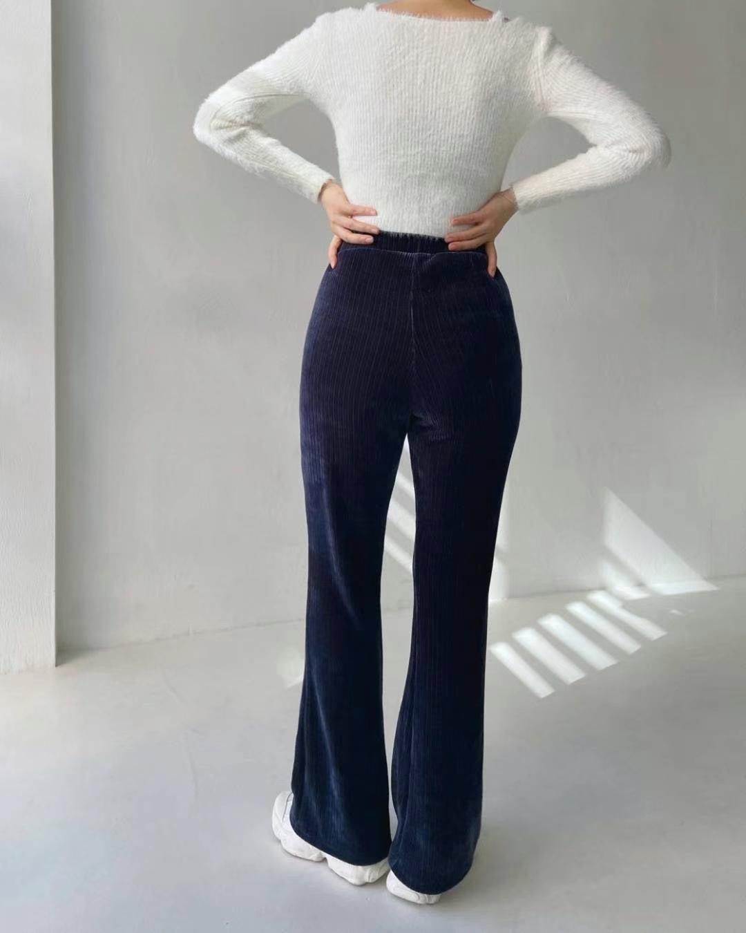 Velvet High Waist Flare Pants