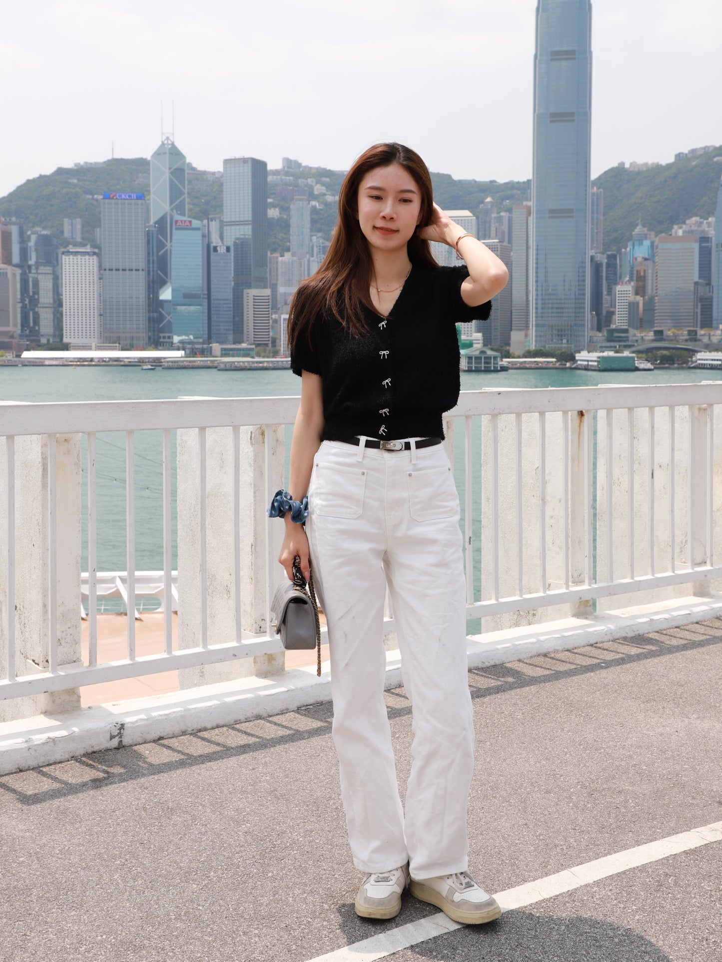 Ribbon V Neck T Top