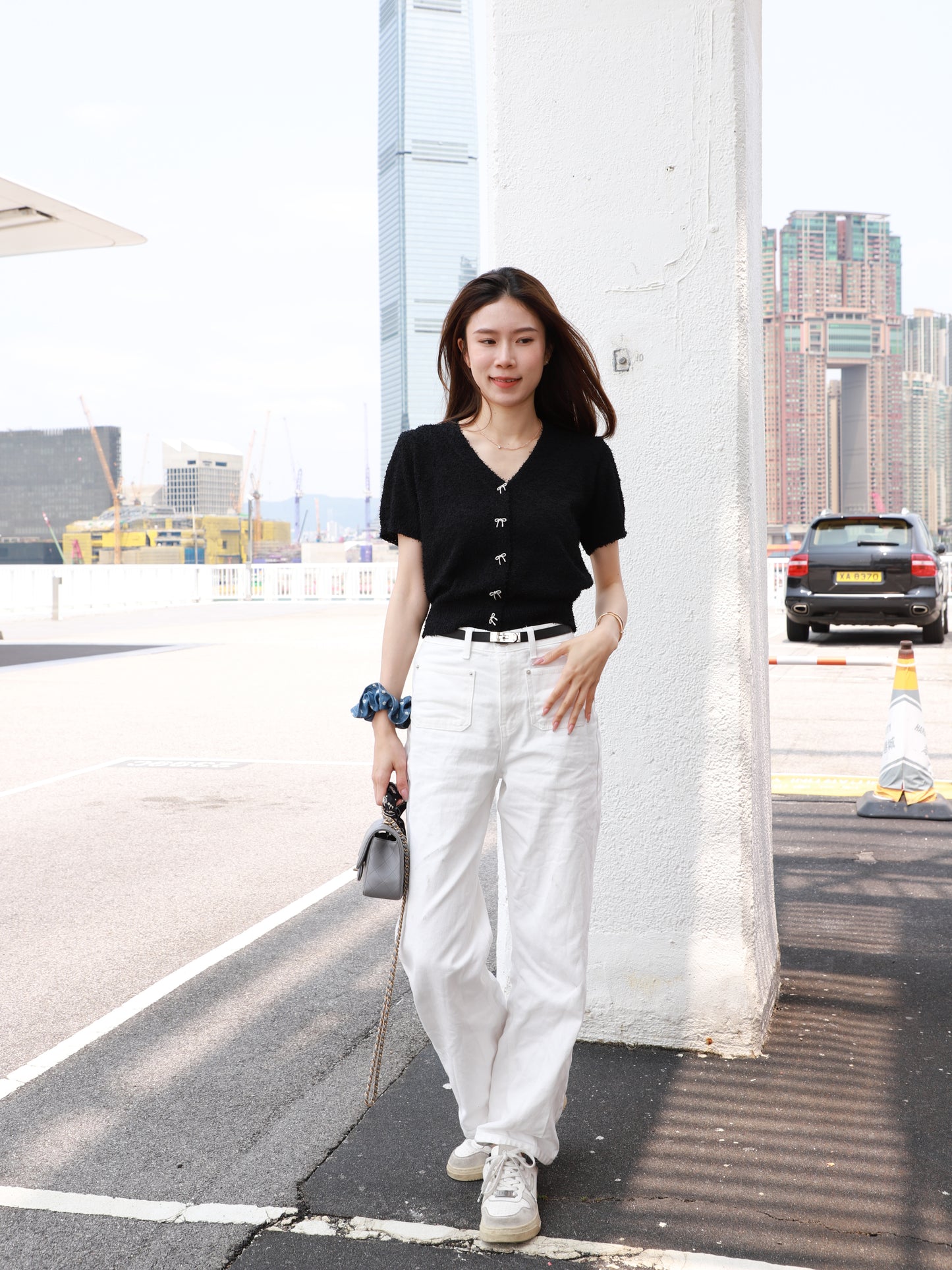 Ribbon V Neck T Top
