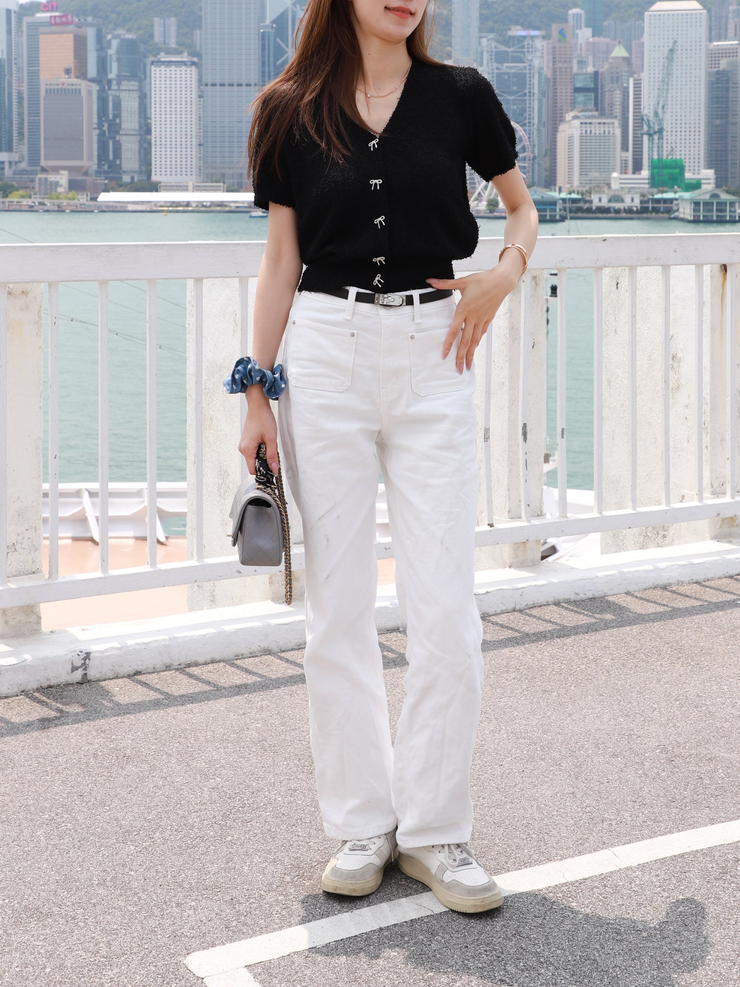 Ribbon V Neck T Top