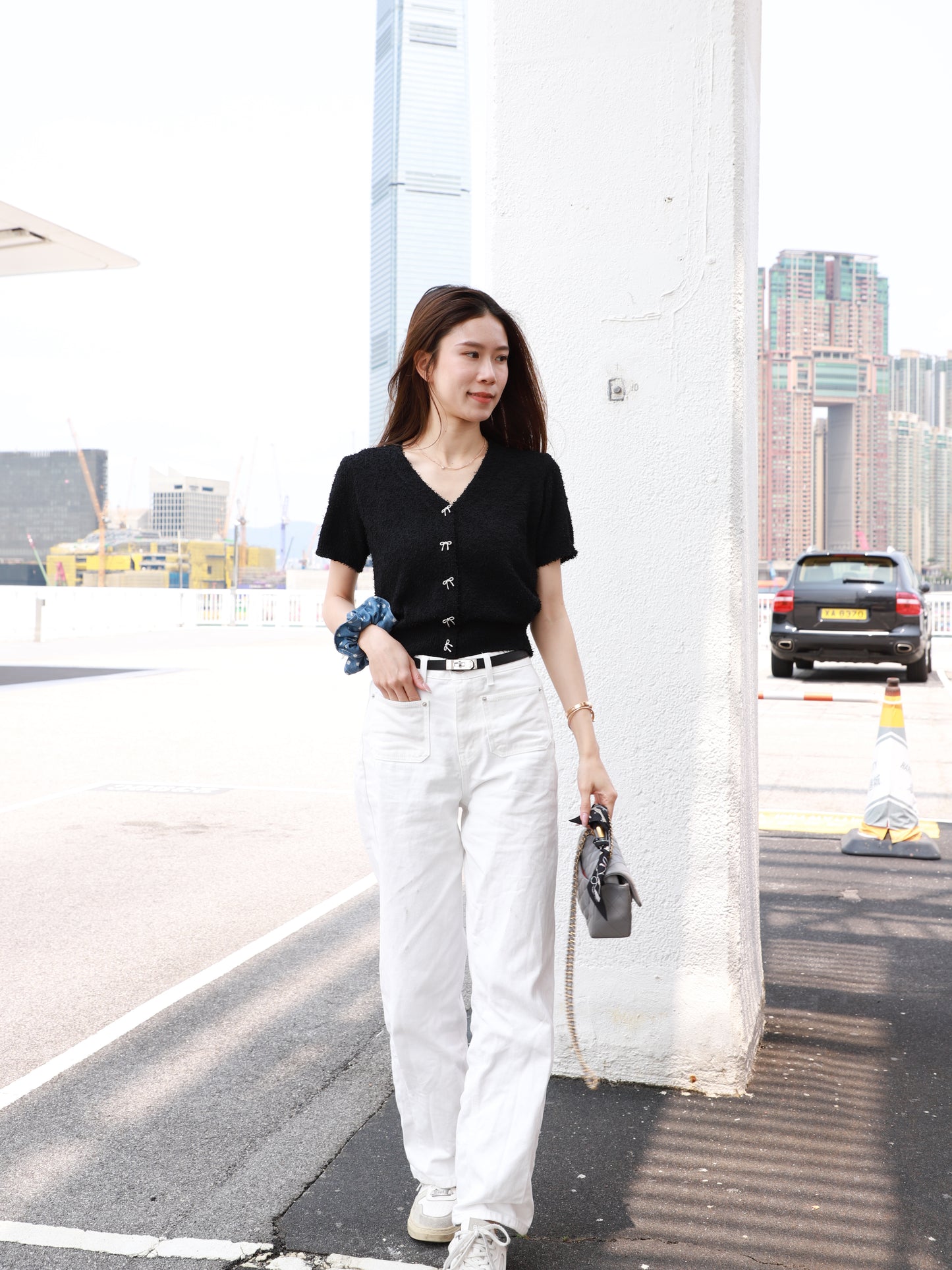 Ribbon V Neck T Top