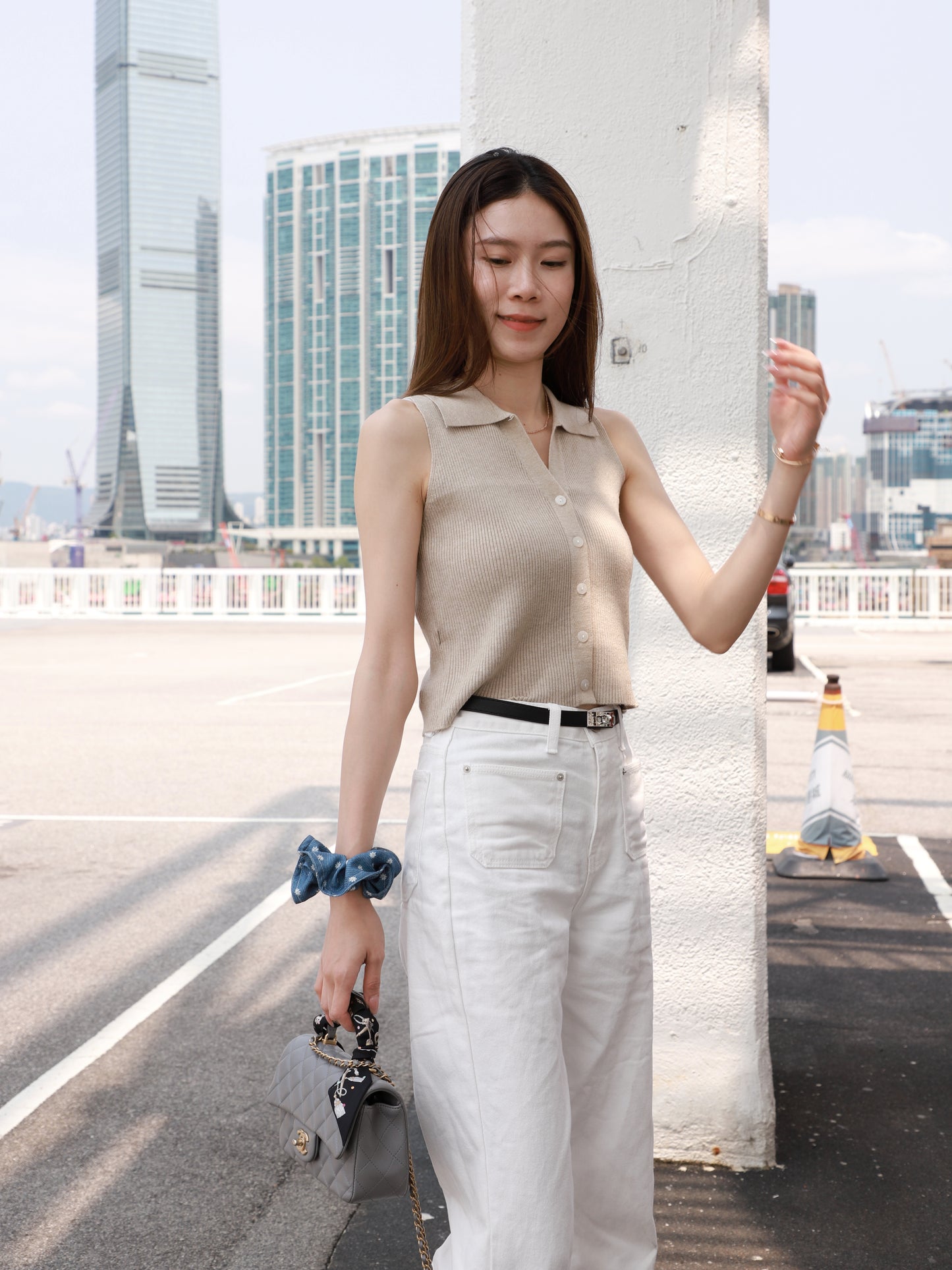 Knitted Collar Cropped Vest
