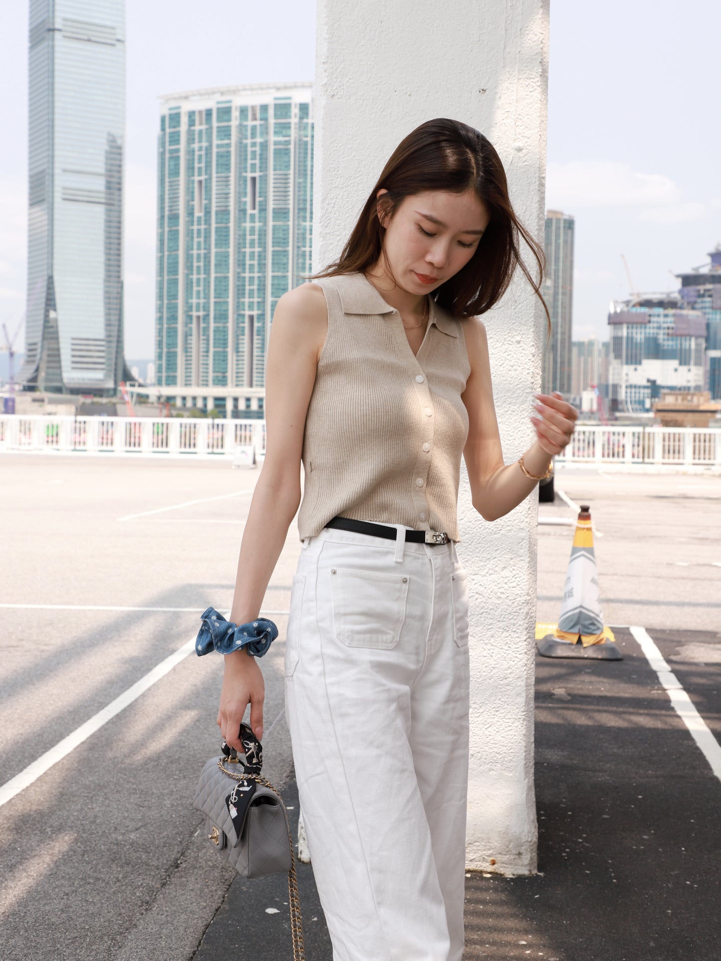 Knitted Collar Cropped Vest