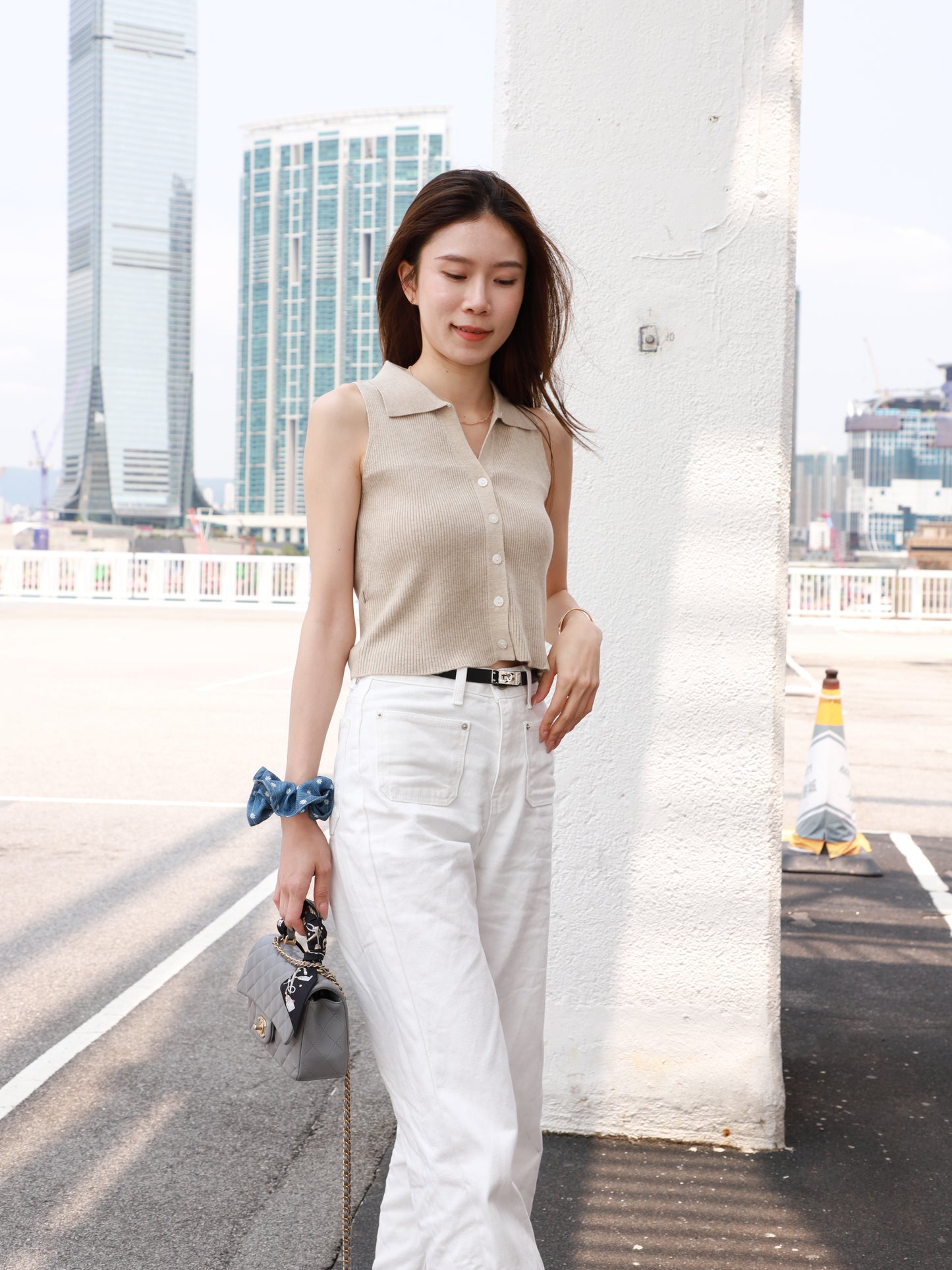 Knitted Collar Cropped Vest