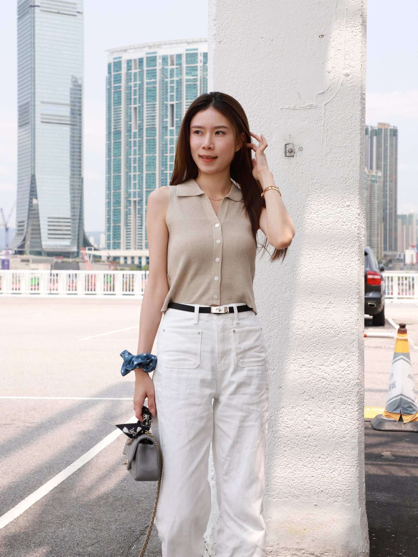Knitted Collar Cropped Vest