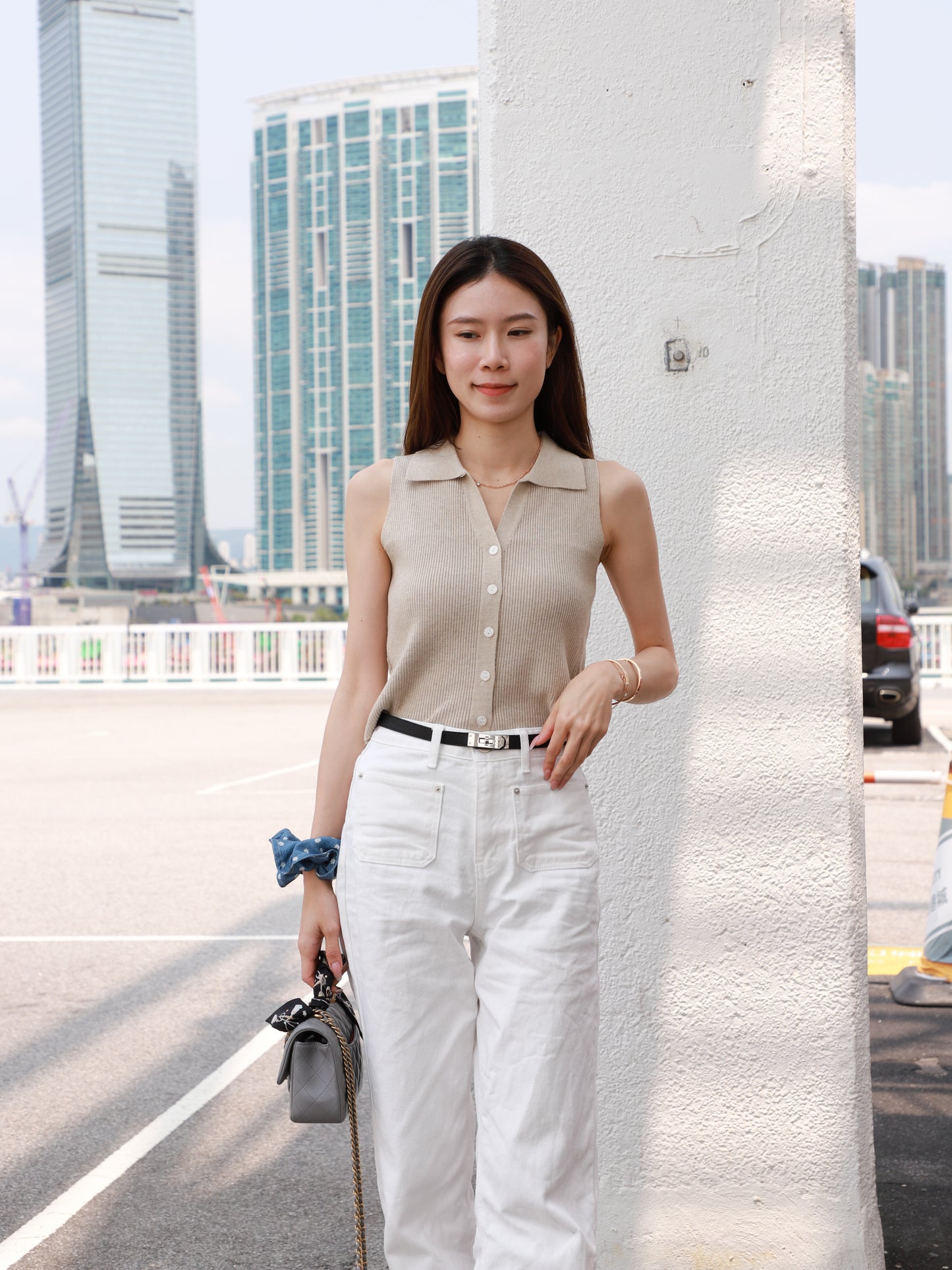 Knitted Collar Cropped Vest
