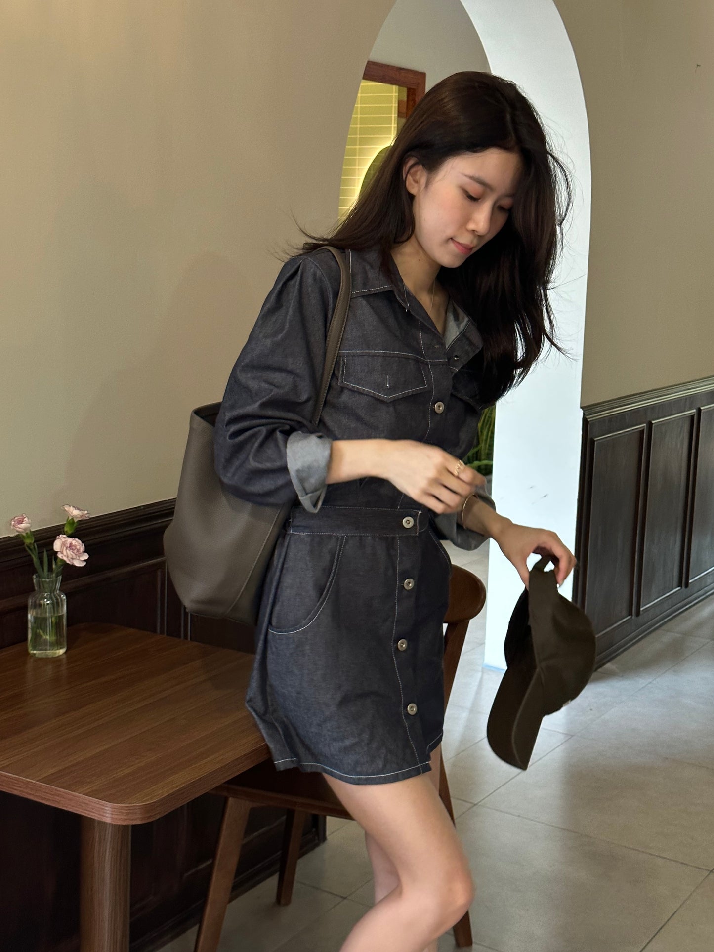 Denim Long Sleeves Mini Dress