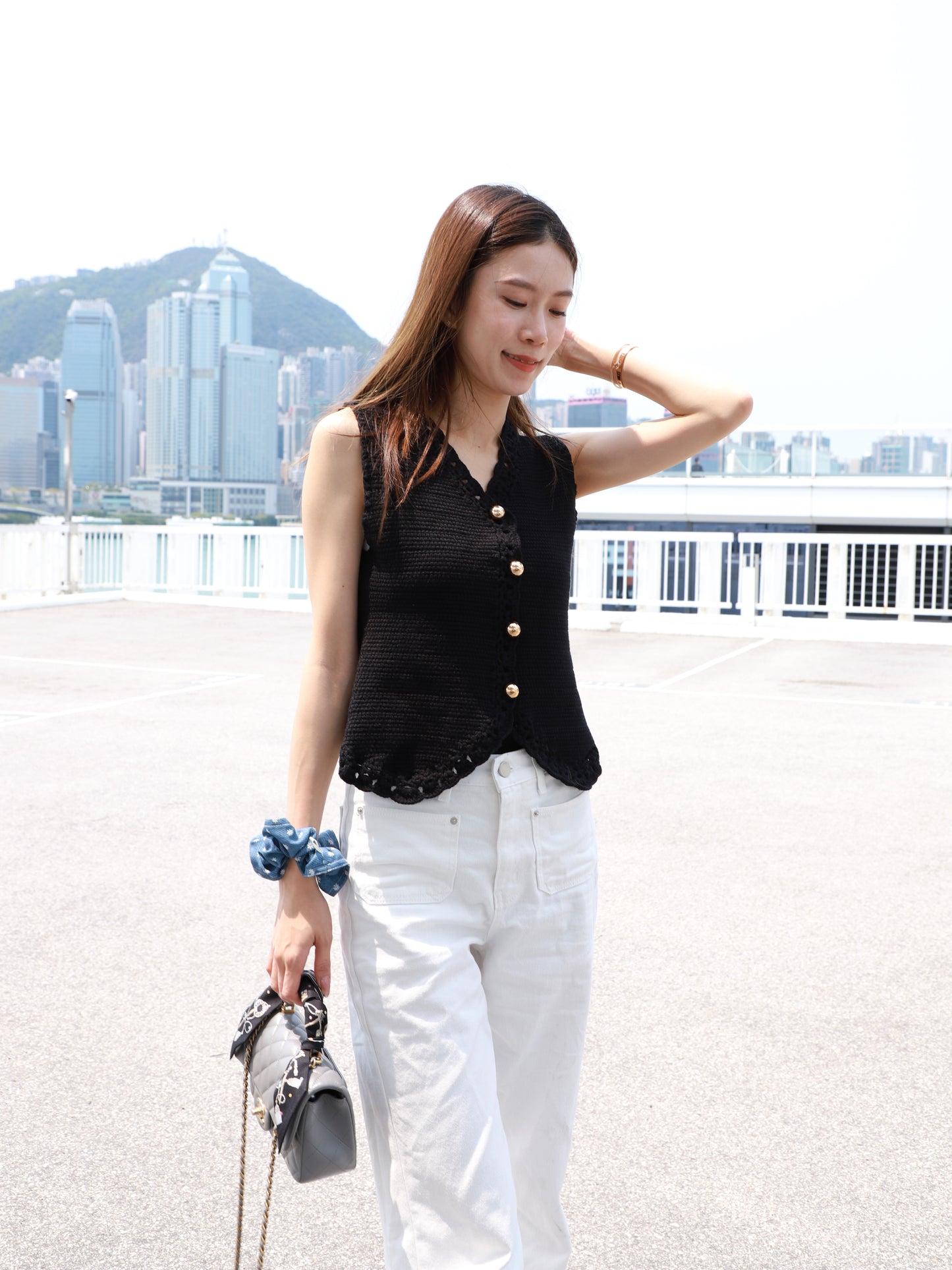 Knitted Black Vest Top