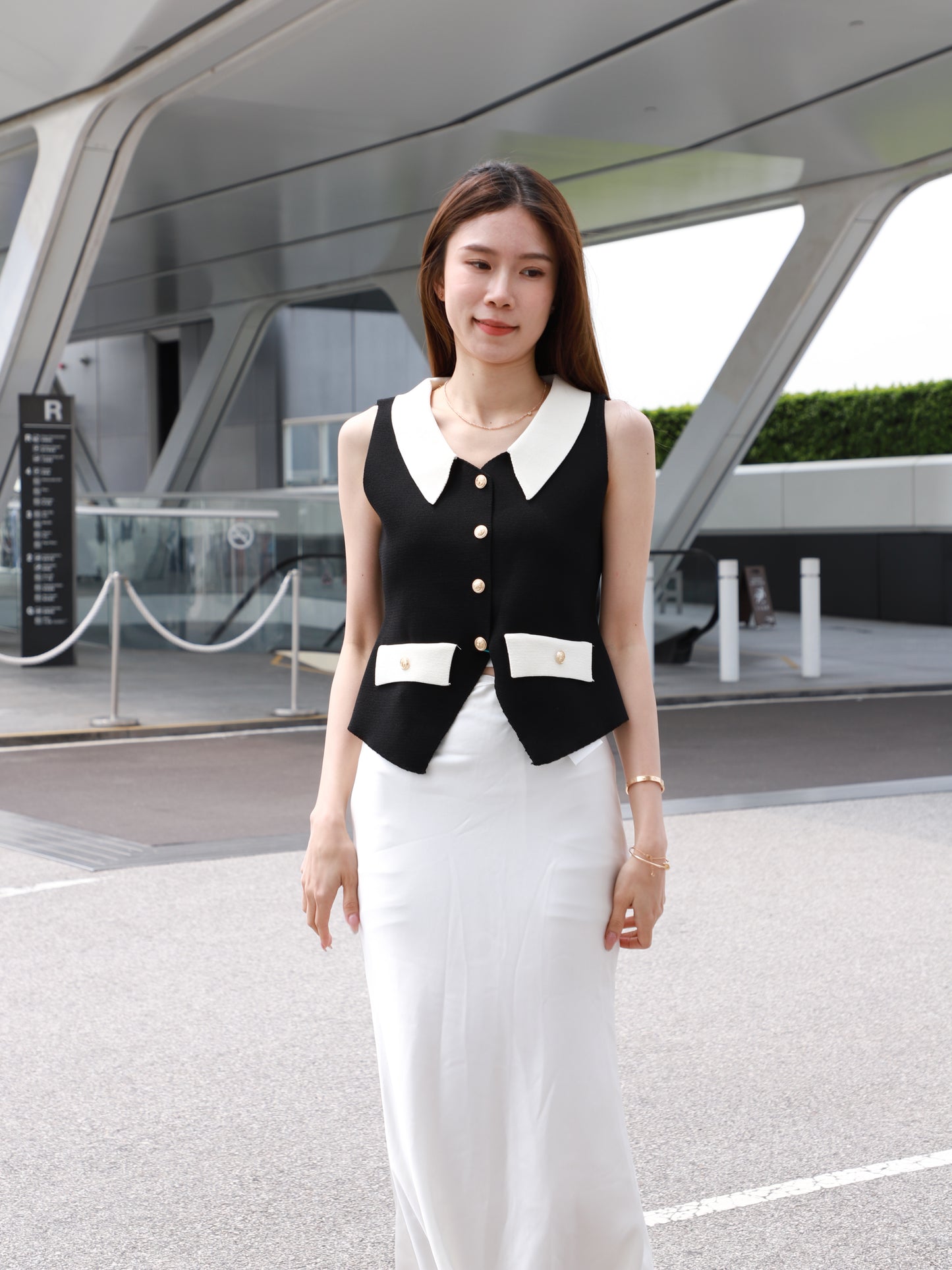 Collar French Like Tank Top